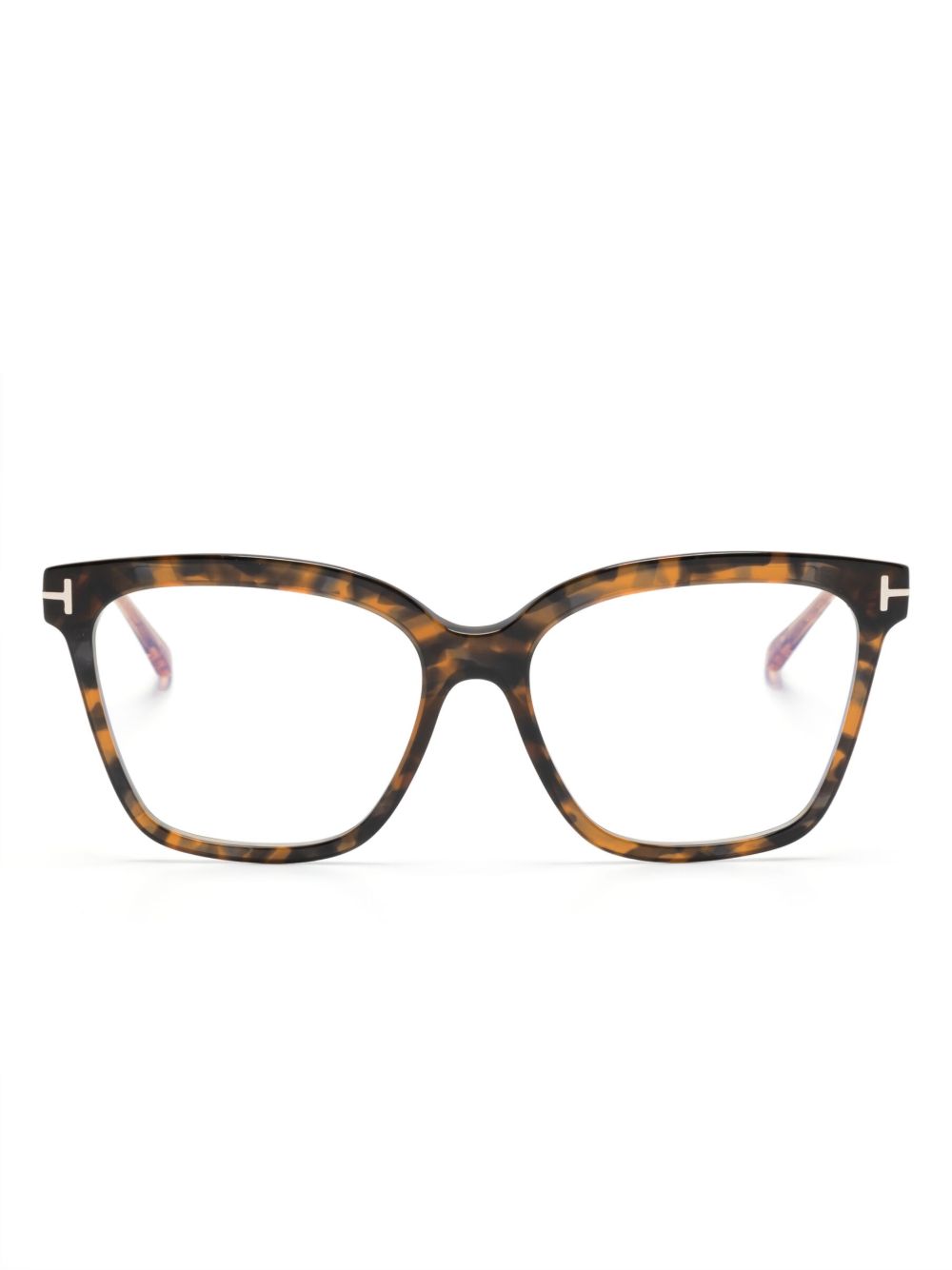 TOM FORD Eyewear 玳瑁纹效果猫眼框眼镜 - 褐色