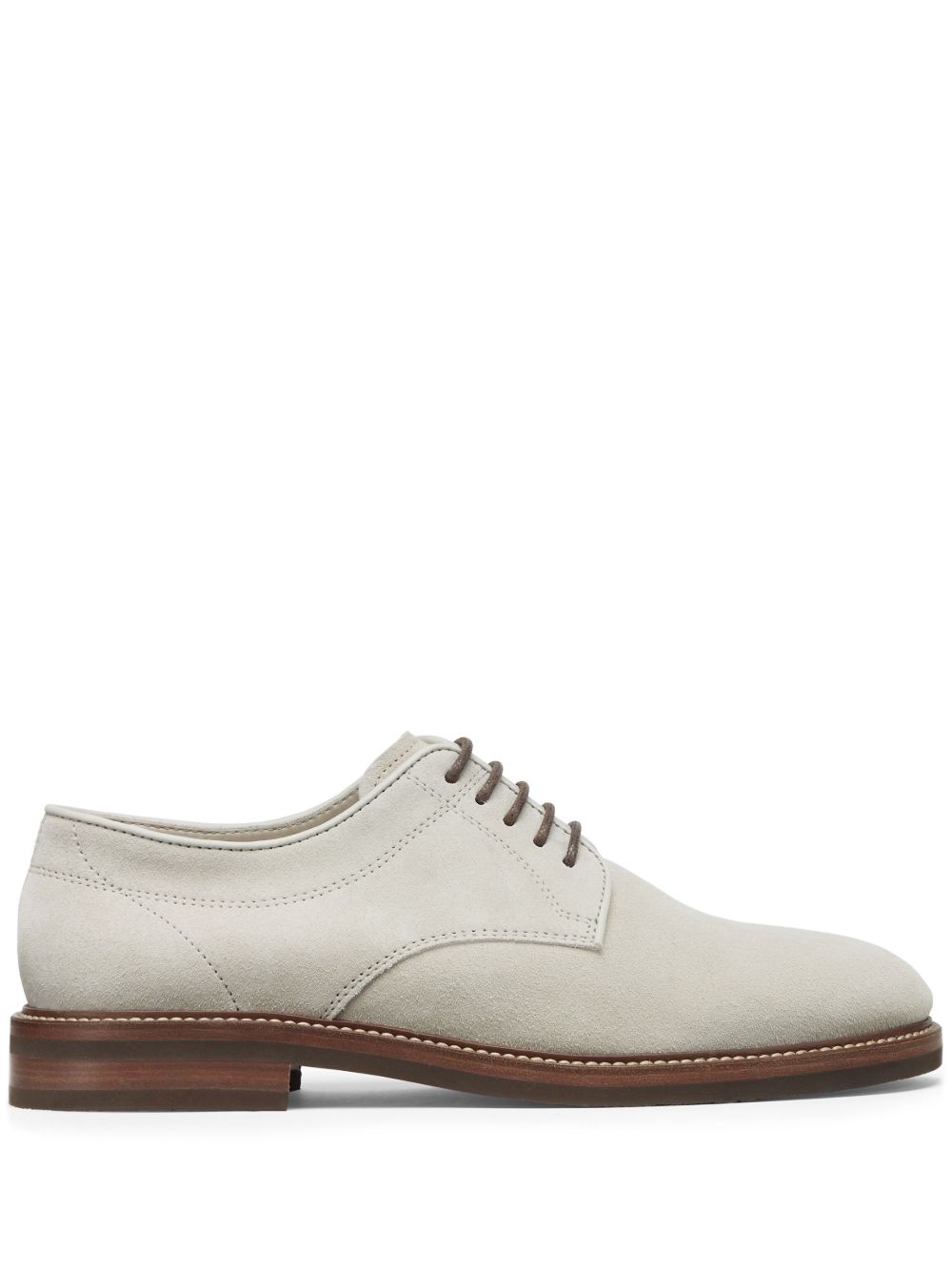 Brunello Cucinelli 拼接绒面皮德比鞋 - 中性色