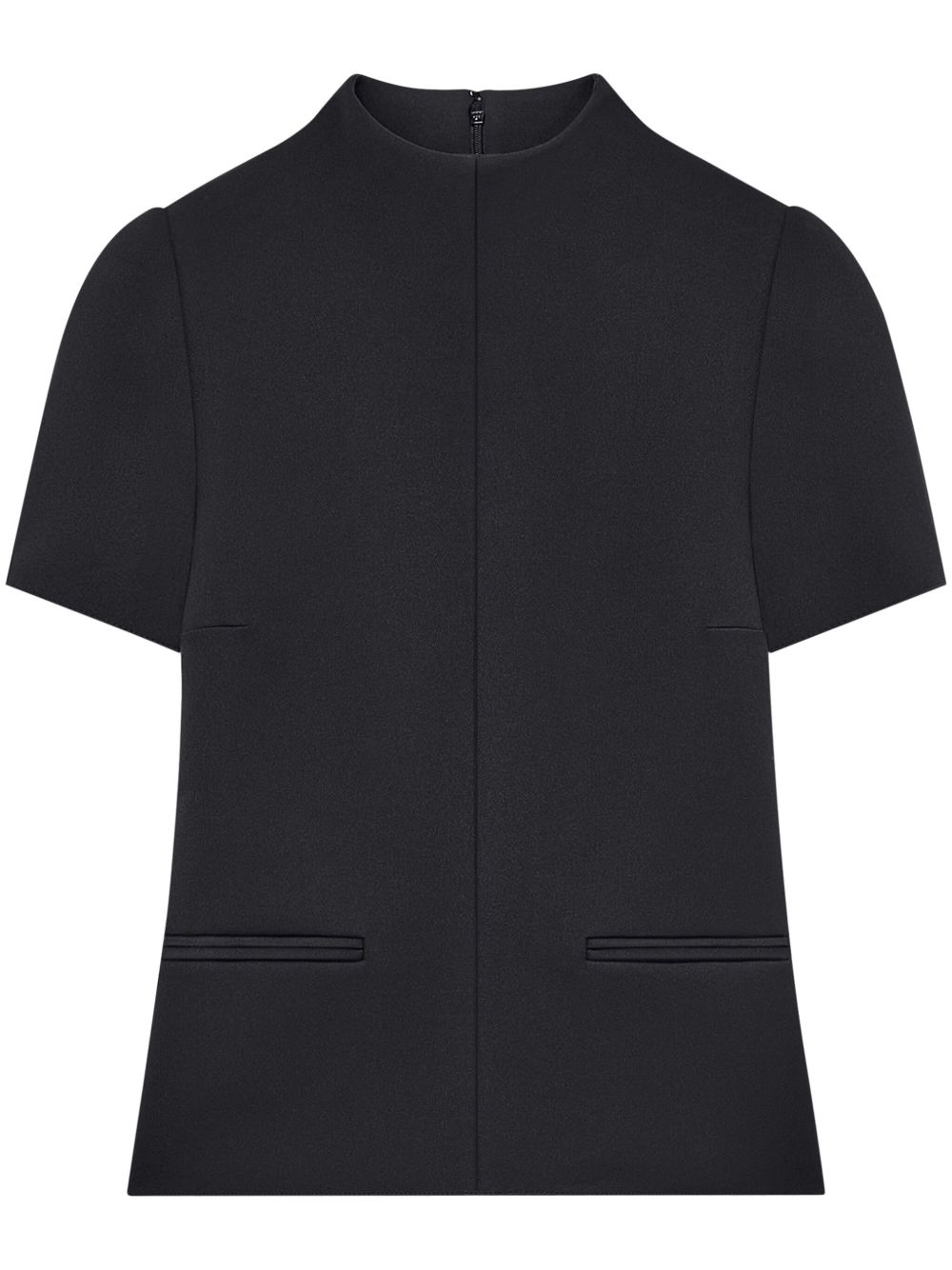 Courrèges logo刺绣斜纹布T恤 - 黑色