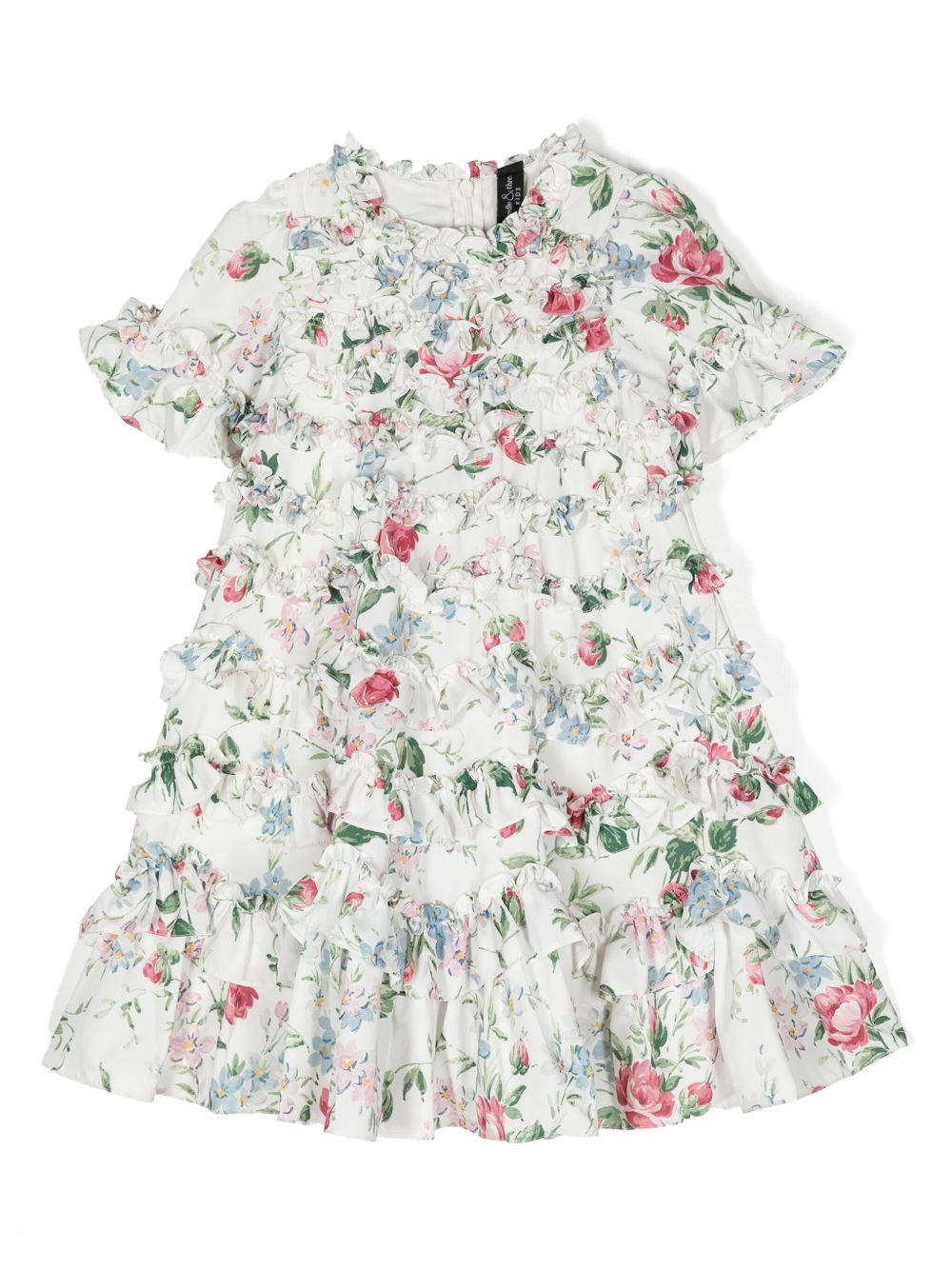 NEEDLE & THREAD KIDS Floral Fantasy 荷叶边连衣裙 - 白色