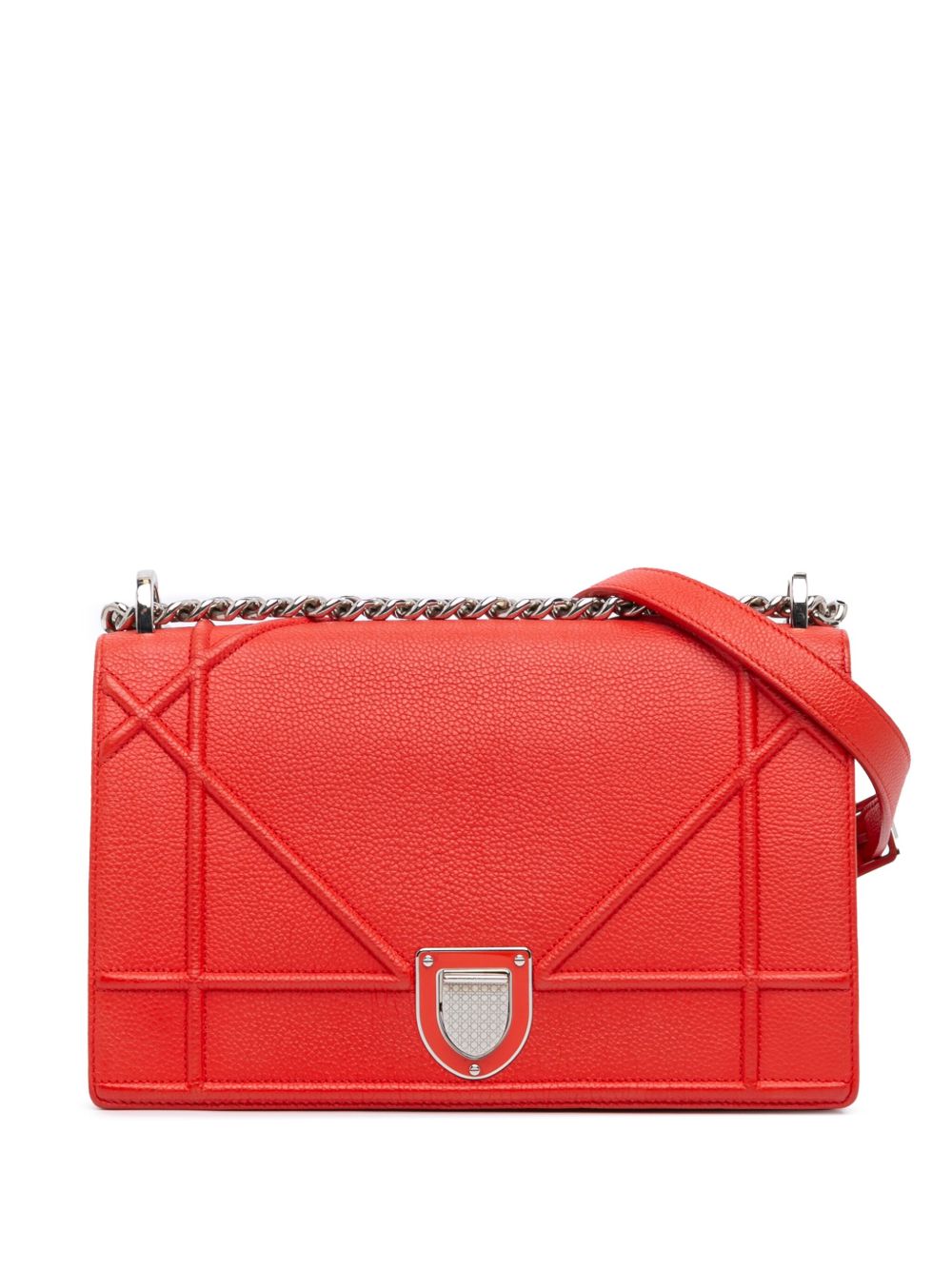 Christian Dior Pre-Owned Diorama Flap 中号粒面小牛皮斜挎包（2016年典藏款） - 红色