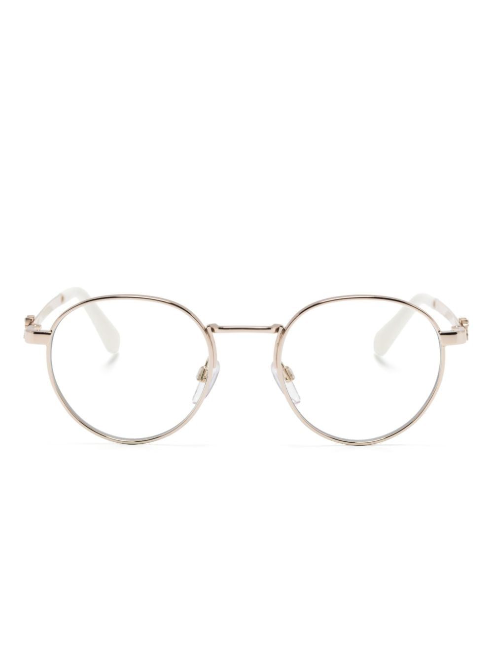 Off-White Eyewear 箭头图案圆形镜框眼镜 - 金色