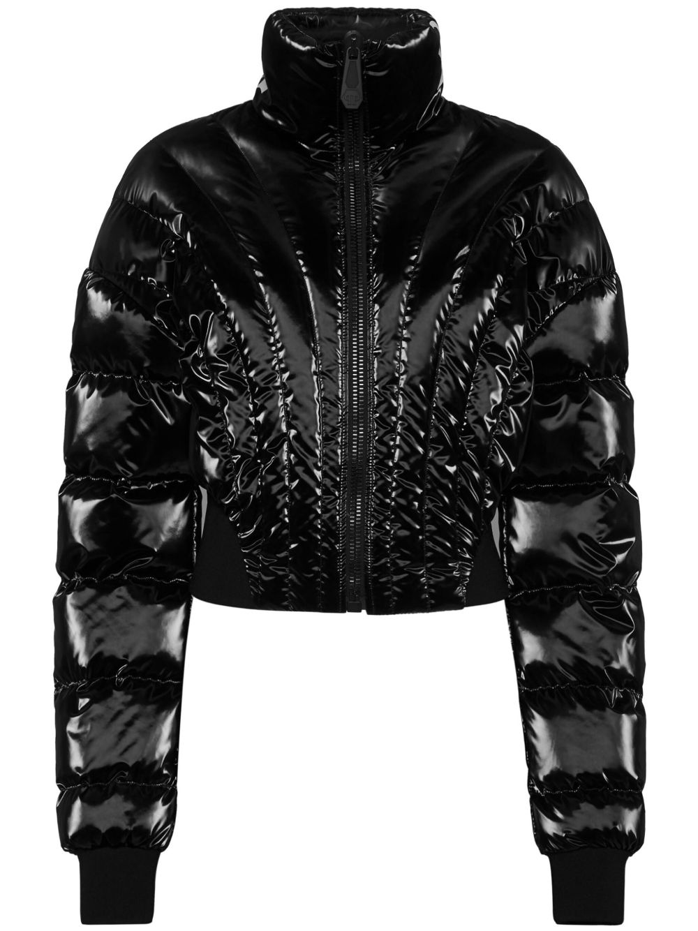 Philipp Plein logo印花蓬松夹克 - 黑色