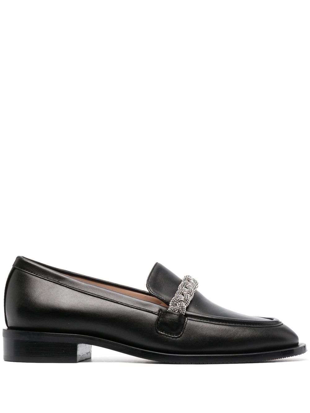 Stuart Weitzman 晶饰搭链乐福鞋 - 黑色