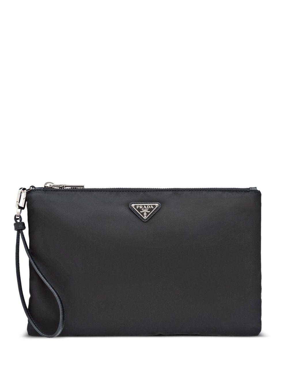Prada Re-Nylon 三角形logo手拿包 - 黑色