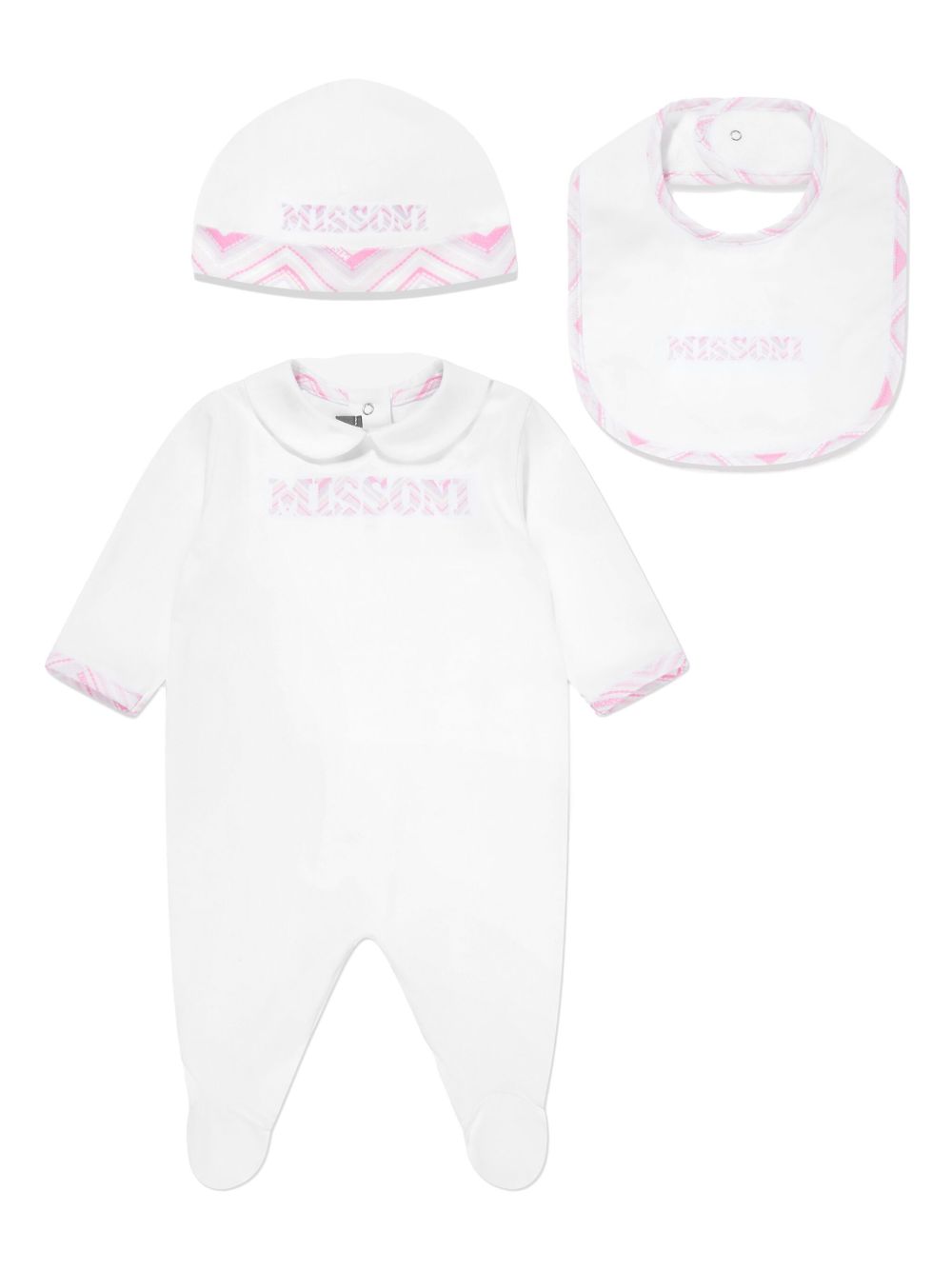 Missoni Kids logo印花连体衣套装（三件装） - 白色