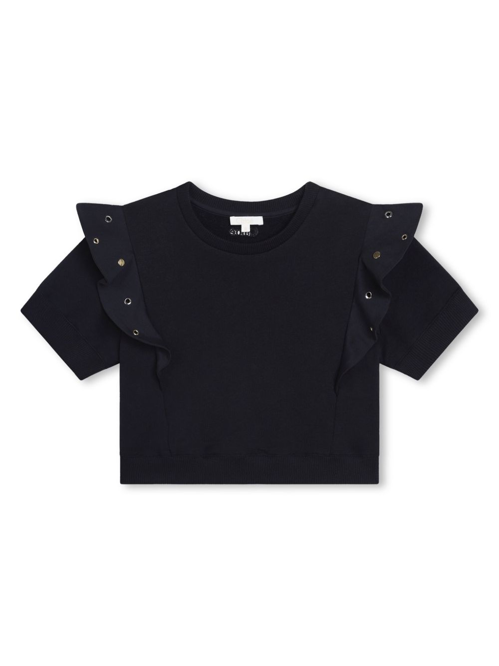 Chloé Kids 荷叶边棉T恤 - 蓝色