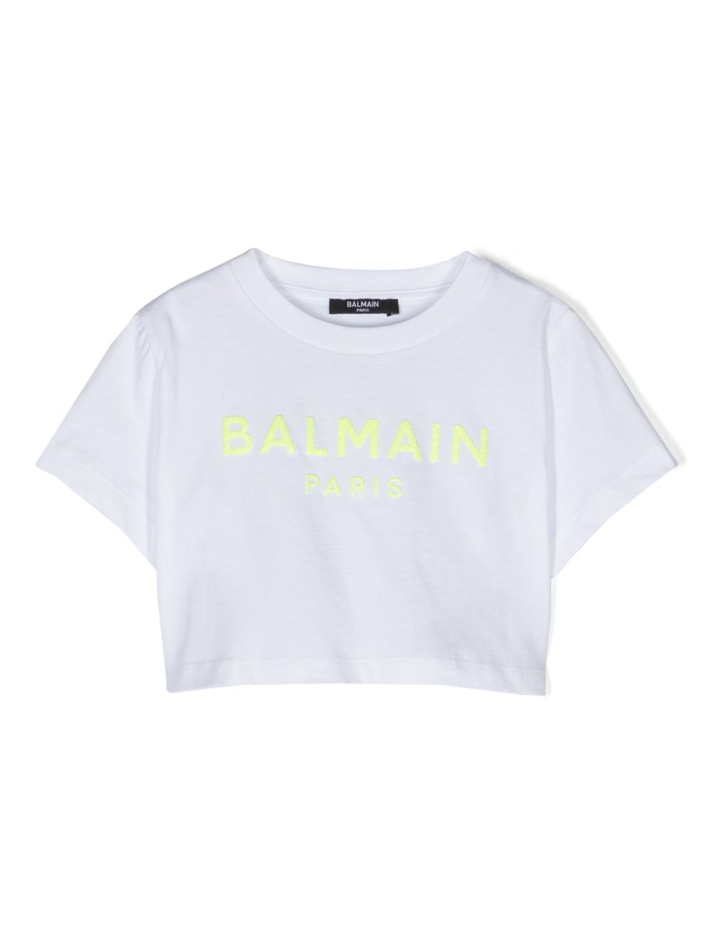 Balmain Kids logo印花短款T恤 - 白色