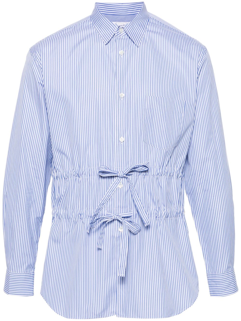 Comme Des Garçons Shirt 抽绳腰边条纹衬衫 - 蓝色