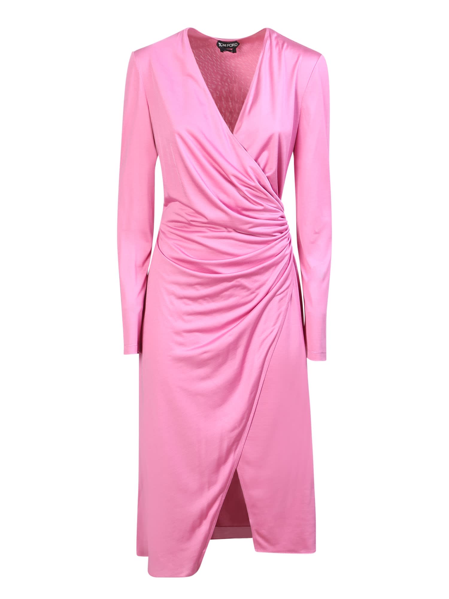 Tom Ford Wrap Silk Pink Dress
