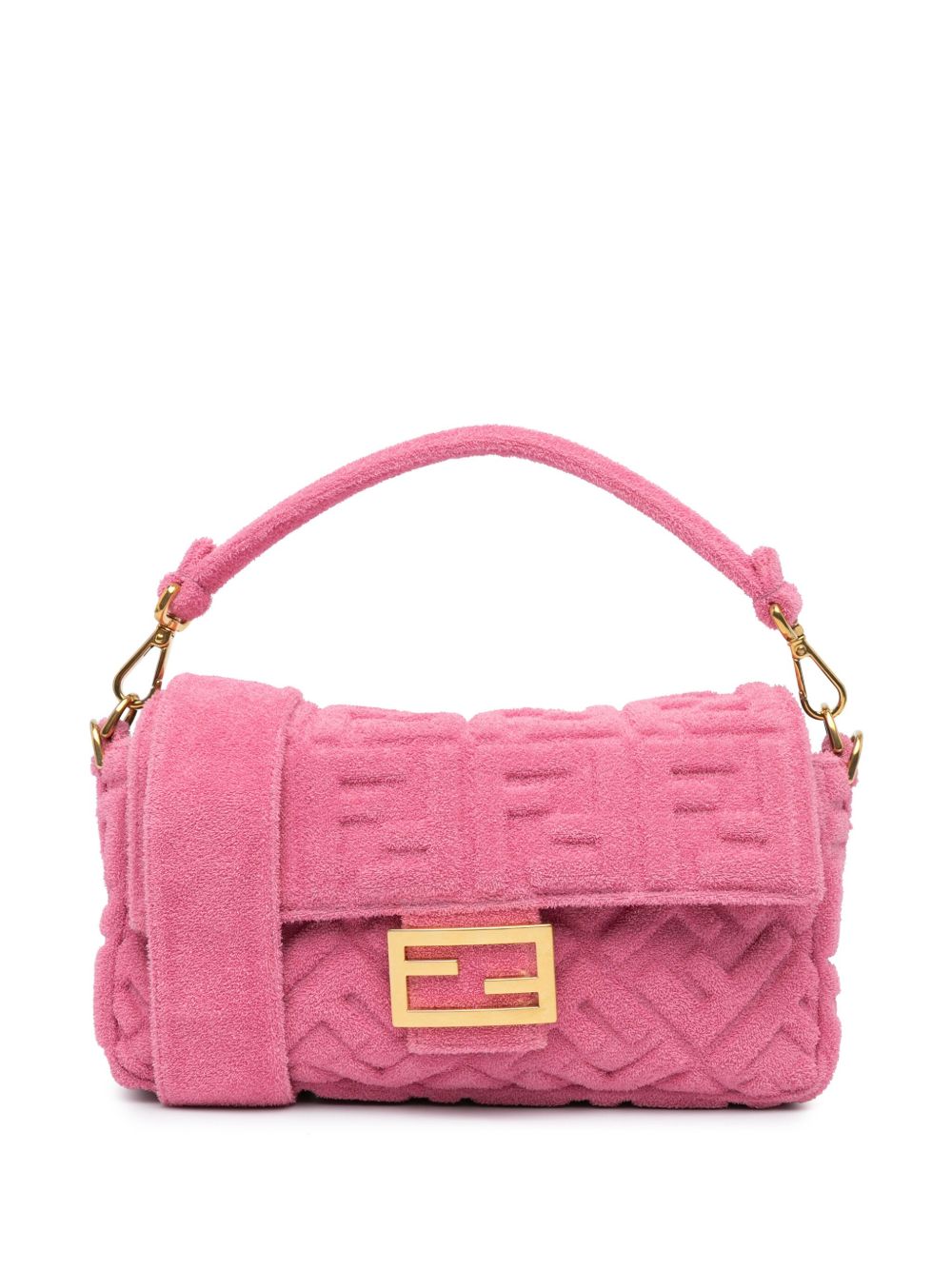 Fendi Pre-Owned Zucca Baguette 毛巾布斜挎包（2010-2023年典藏款） - 粉色