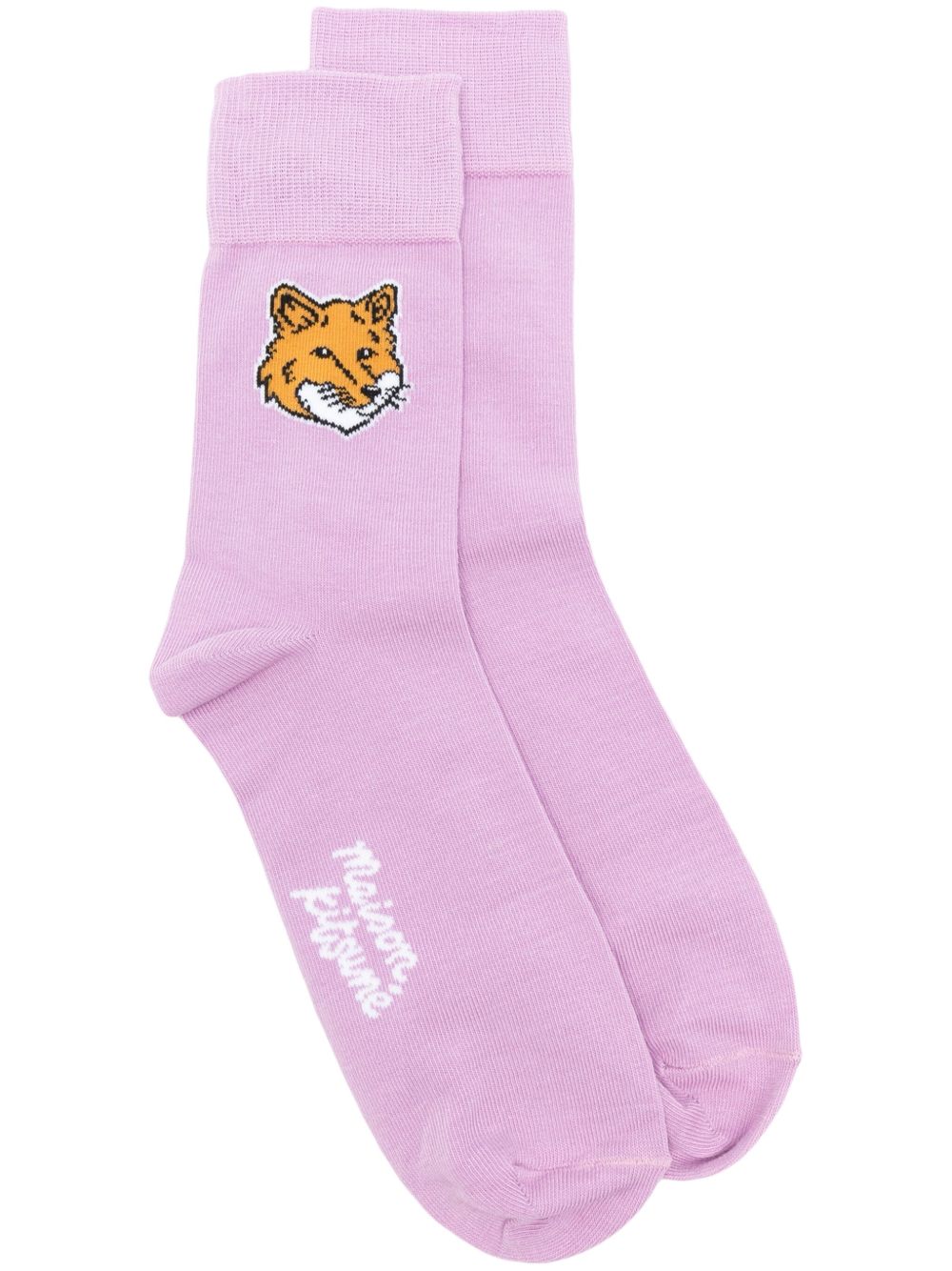 Maison Kitsuné Fox Head logo嵌花针织袜 - 紫色