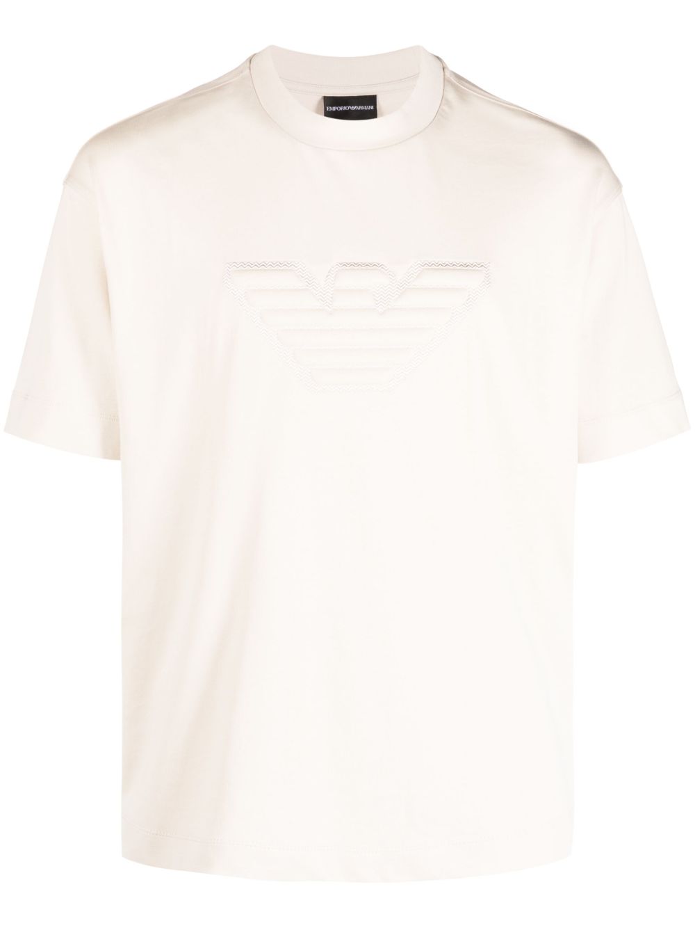 Emporio Armani logo压纹棉T恤 - 中性色