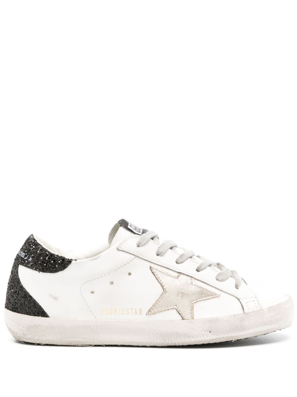 Golden Goose Super-Star 亮片金葱后跟皮质运动鞋 - 白色