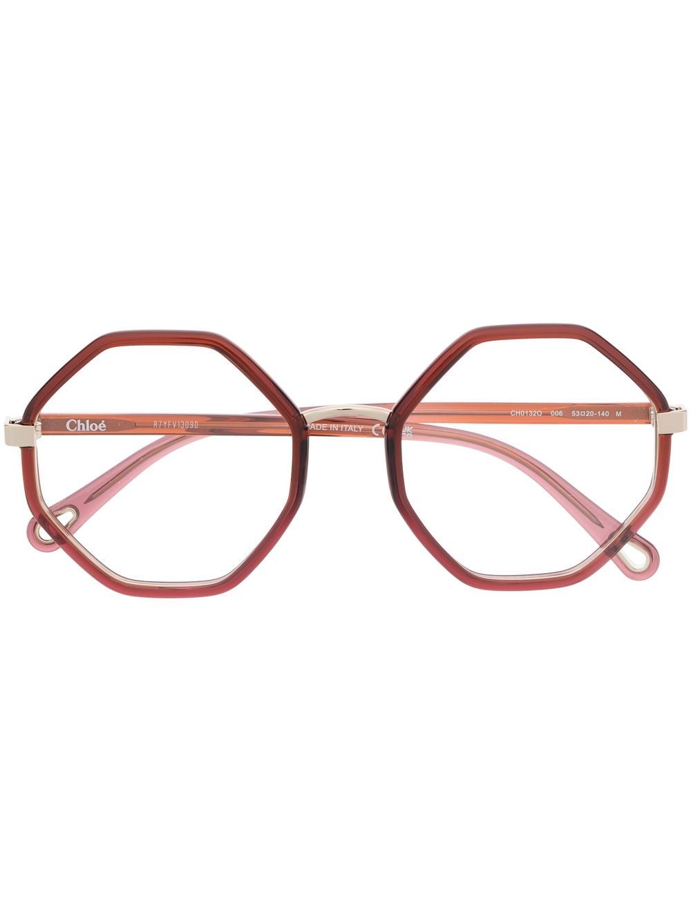 Chloé Eyewear 六角形镜框眼镜 - 褐色