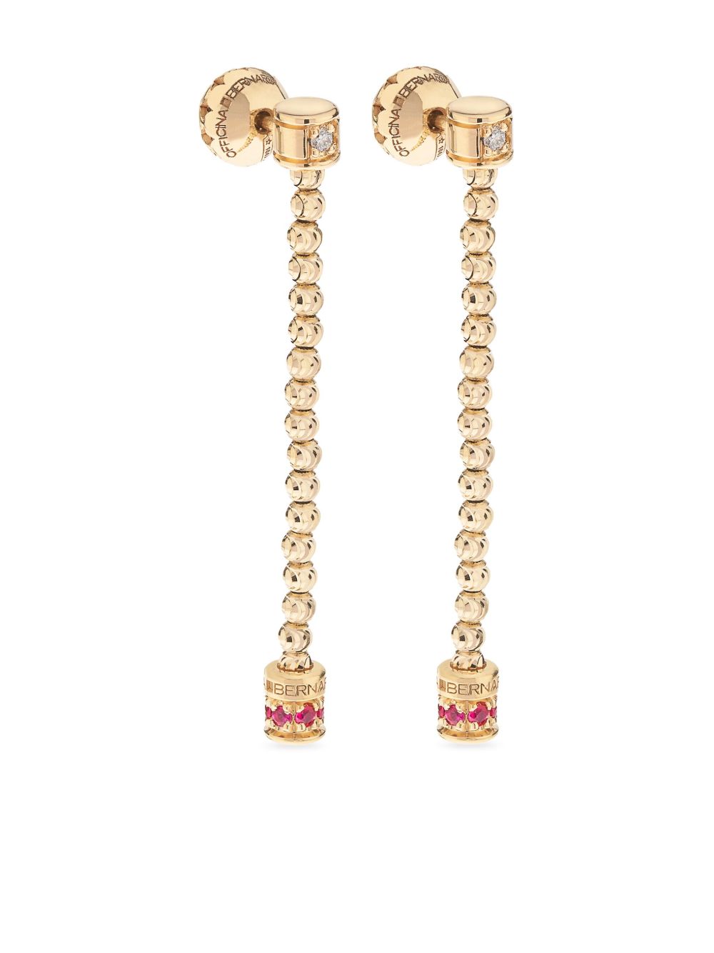 Officina Bernardi 18K黄金 Moon 红宝石耳环 - 金色