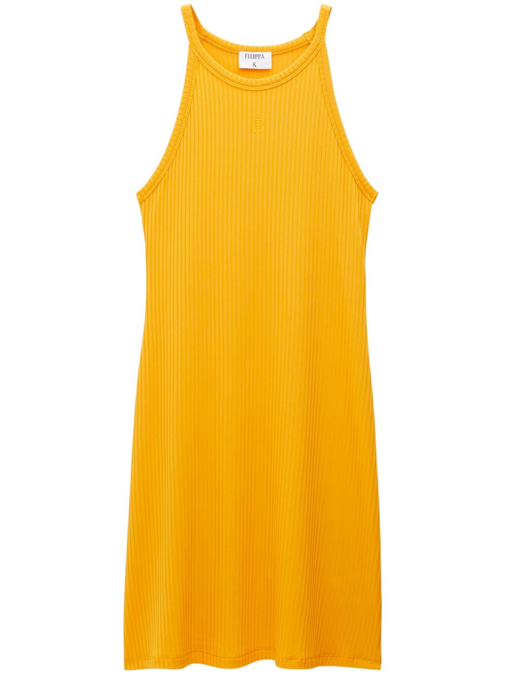 Filippa K logo刺绣罗纹针织迷你连衣裙 - 橘色