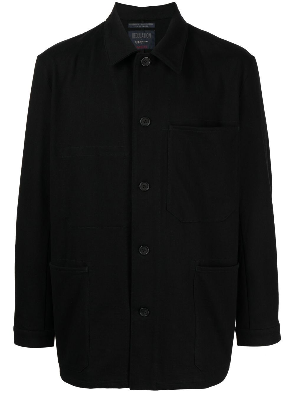 Yohji Yamamoto 胸袋长袖衬衫 - 黑色