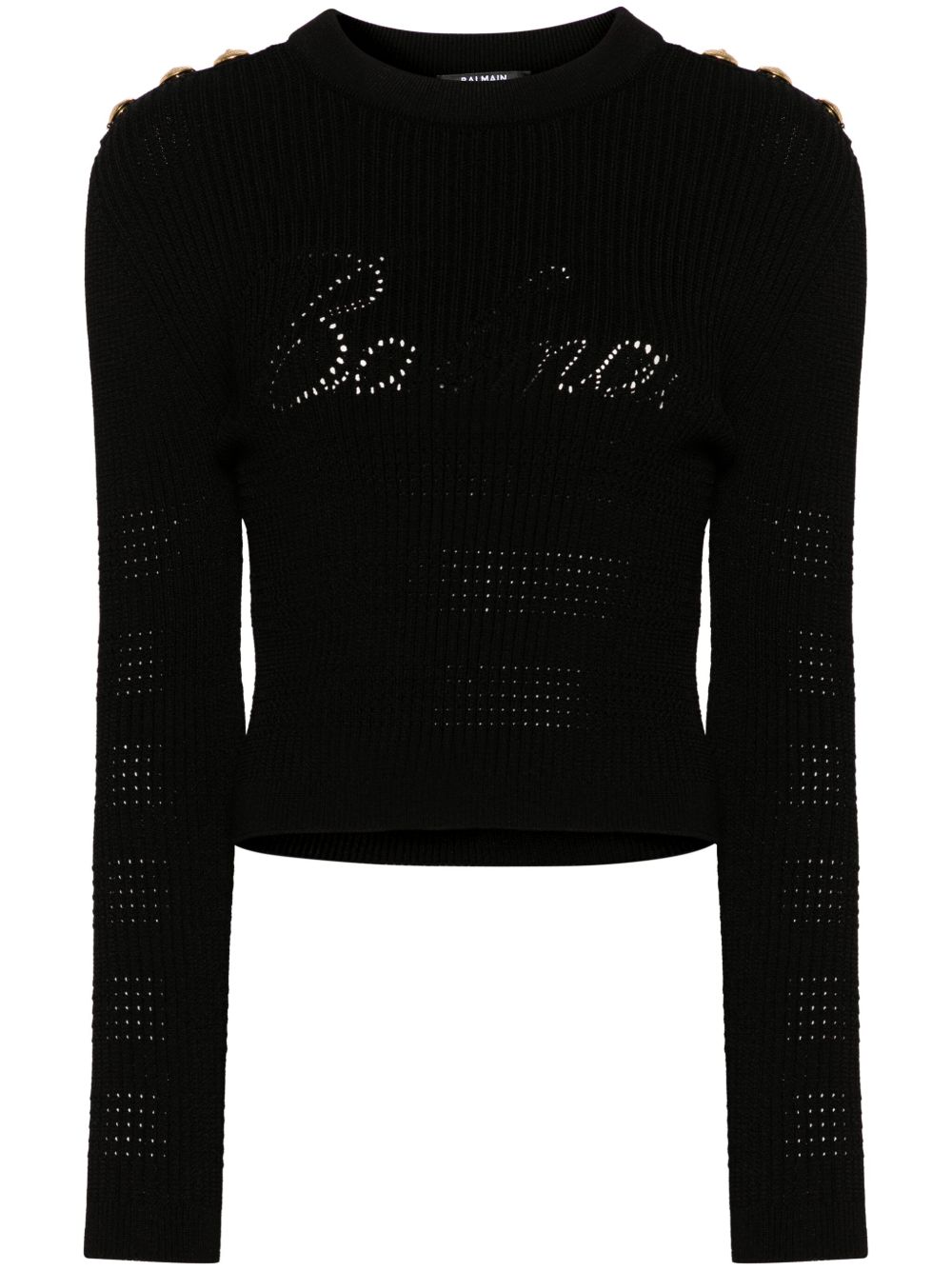 Balmain 6-Button 罗纹毛衣 - 黑色