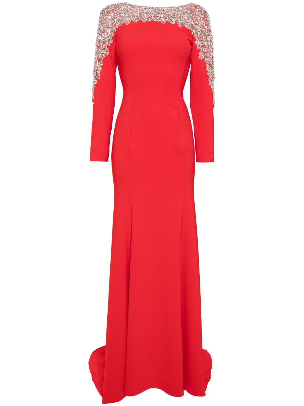 Jenny Packham SOLSTICE 晶饰刺绣超长礼服 - 红色