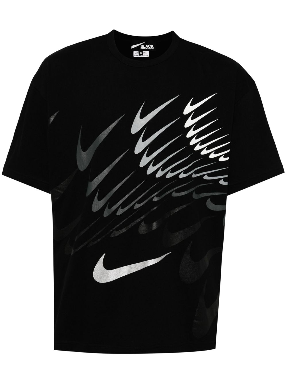 Black Comme Des Garçons x Nike logo印花棉T恤 - 黑色