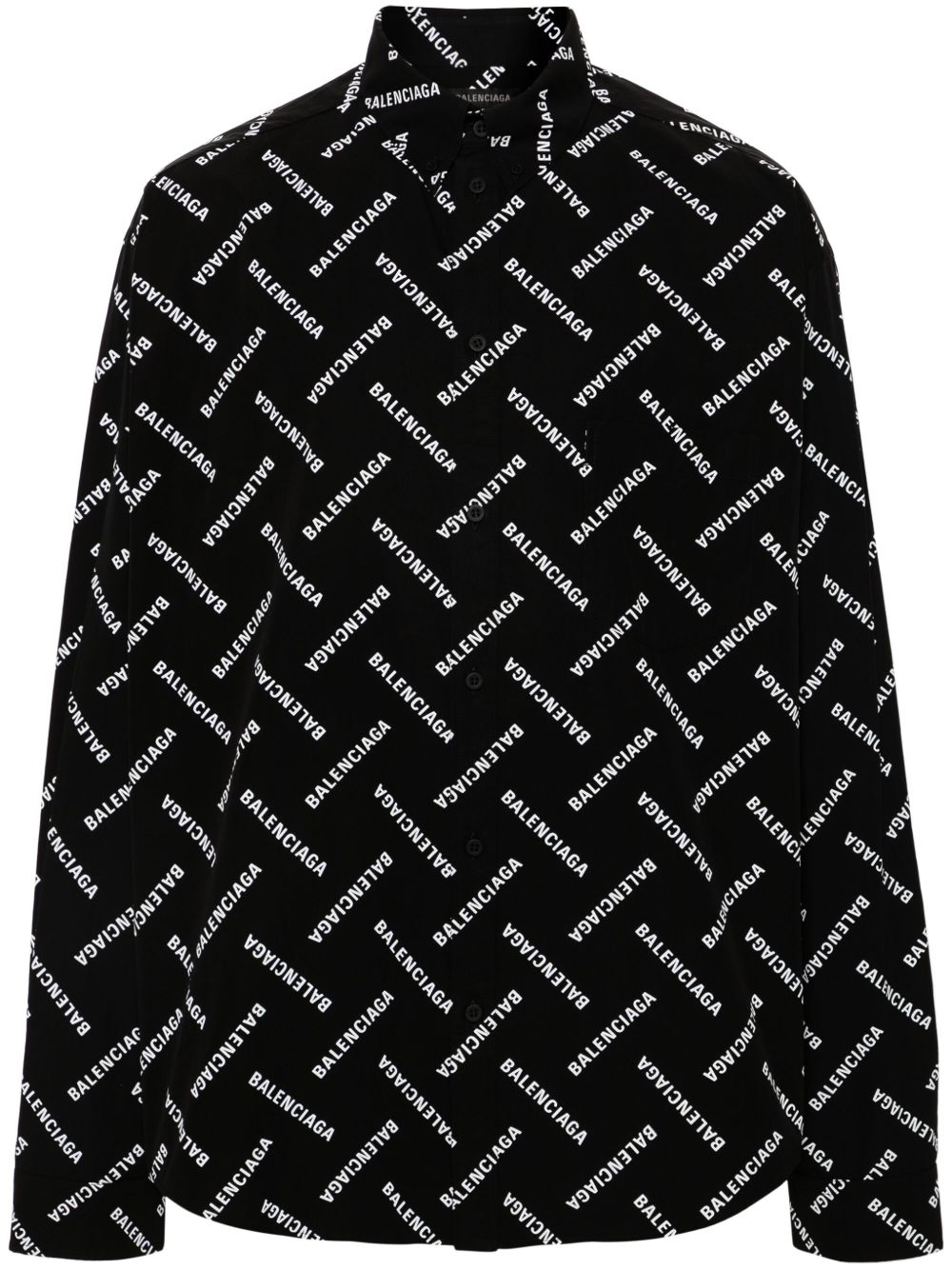 Balenciaga 大面积logo印花衬衫 - 黑色