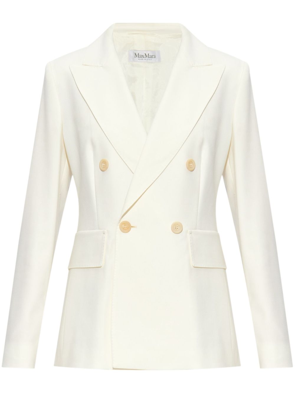Max Mara 初剪羊毛双排扣西装夹克 - 白色