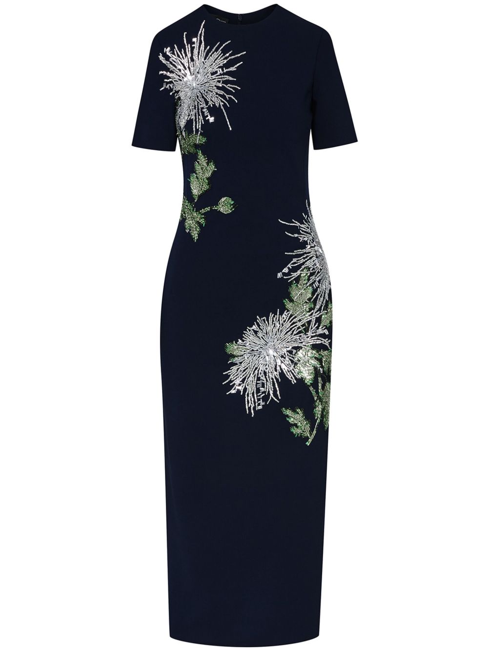 Oscar de la Renta Dandelion 晶饰铅笔连衣裙 - 蓝色