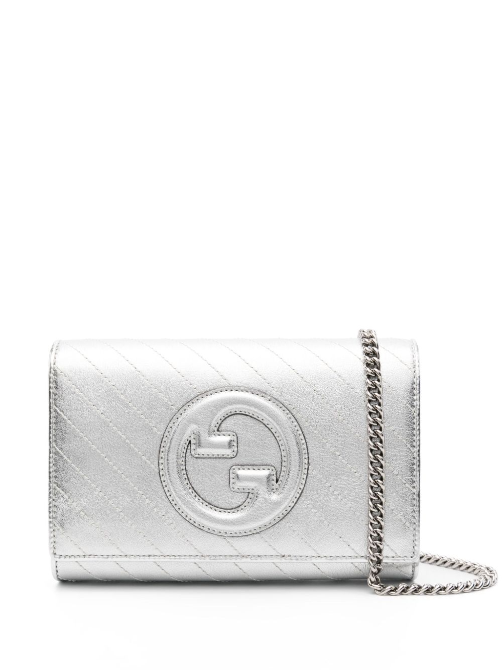 Gucci Blondie 金属感斜挎包 - 银色