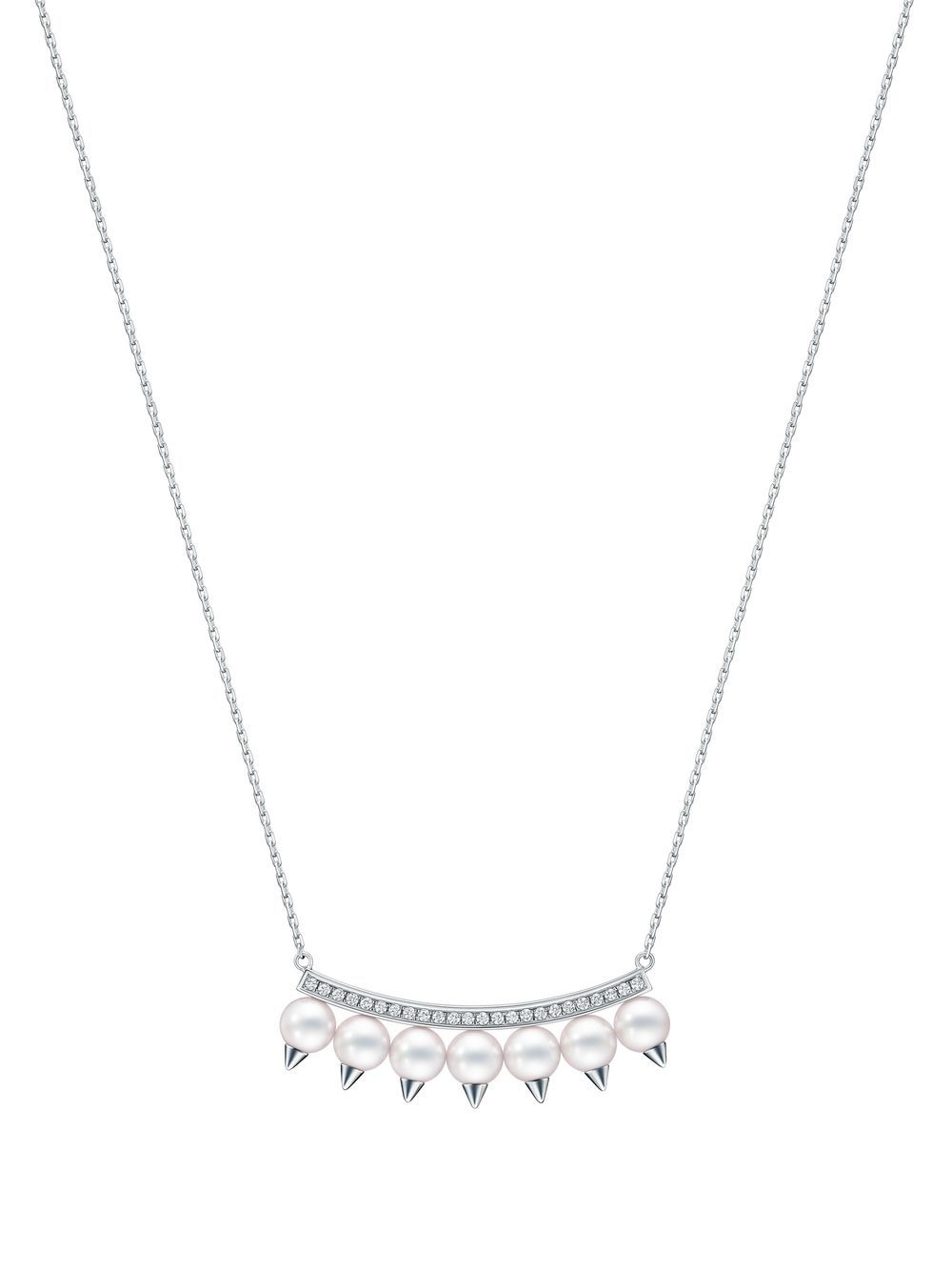 TASAKI 18K白金 Collection Line Danger plus 密镶钻石项链 - 银色