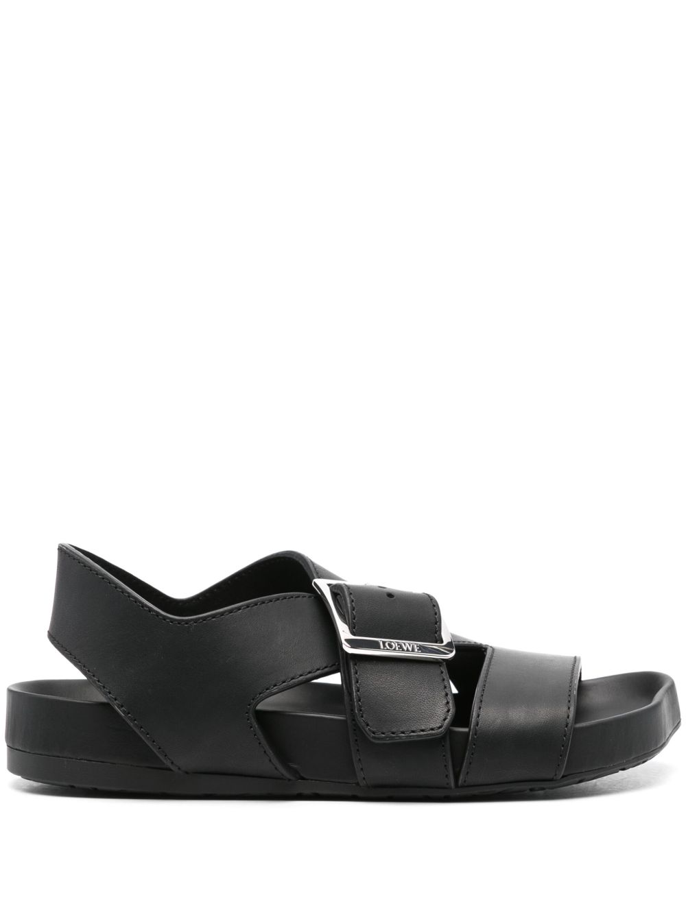 LOEWE Ease Buckle 皮质凉鞋 - 黑色