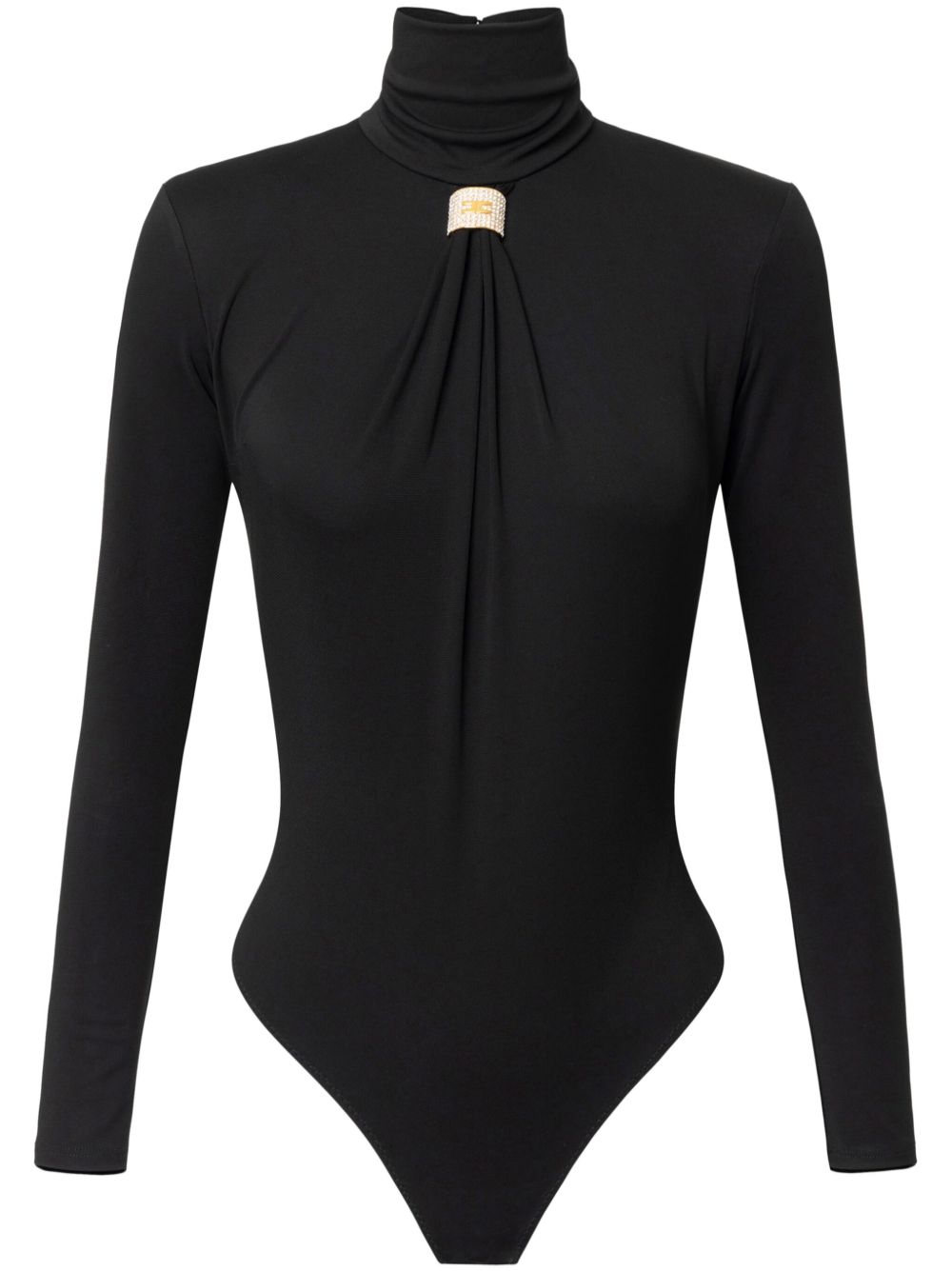 Elisabetta Franchi 垂坠logo标牌连体紧身衣 - 黑色