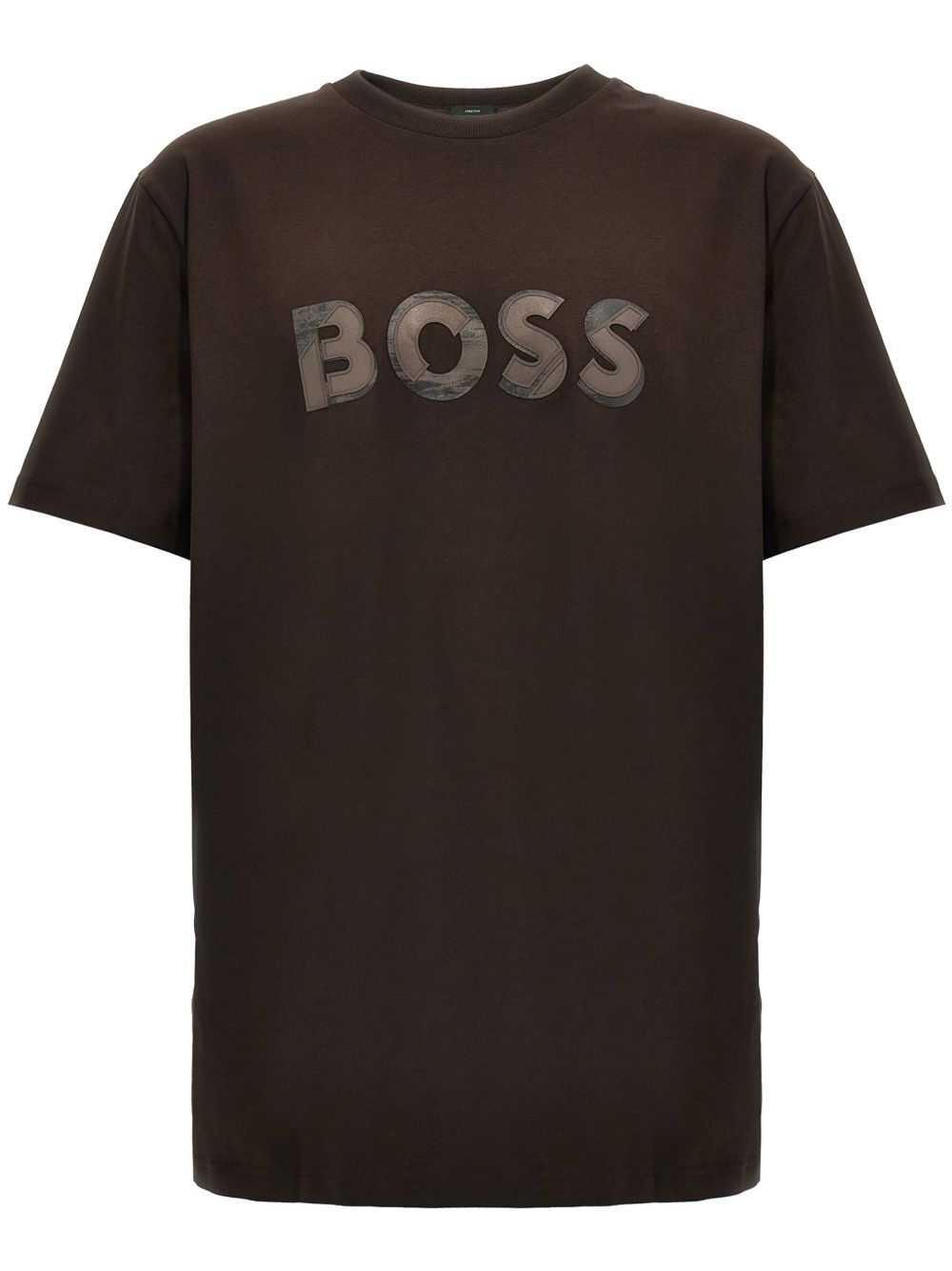 BOSS logo印花T恤 - 褐色