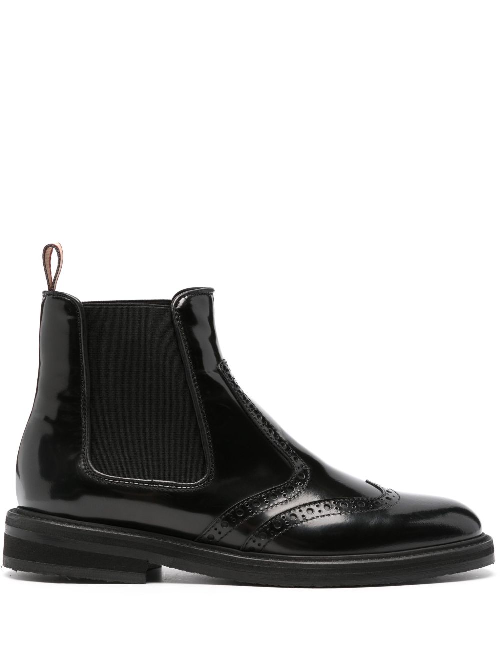 Pollini 布洛克边饰切尔西靴 - 黑色