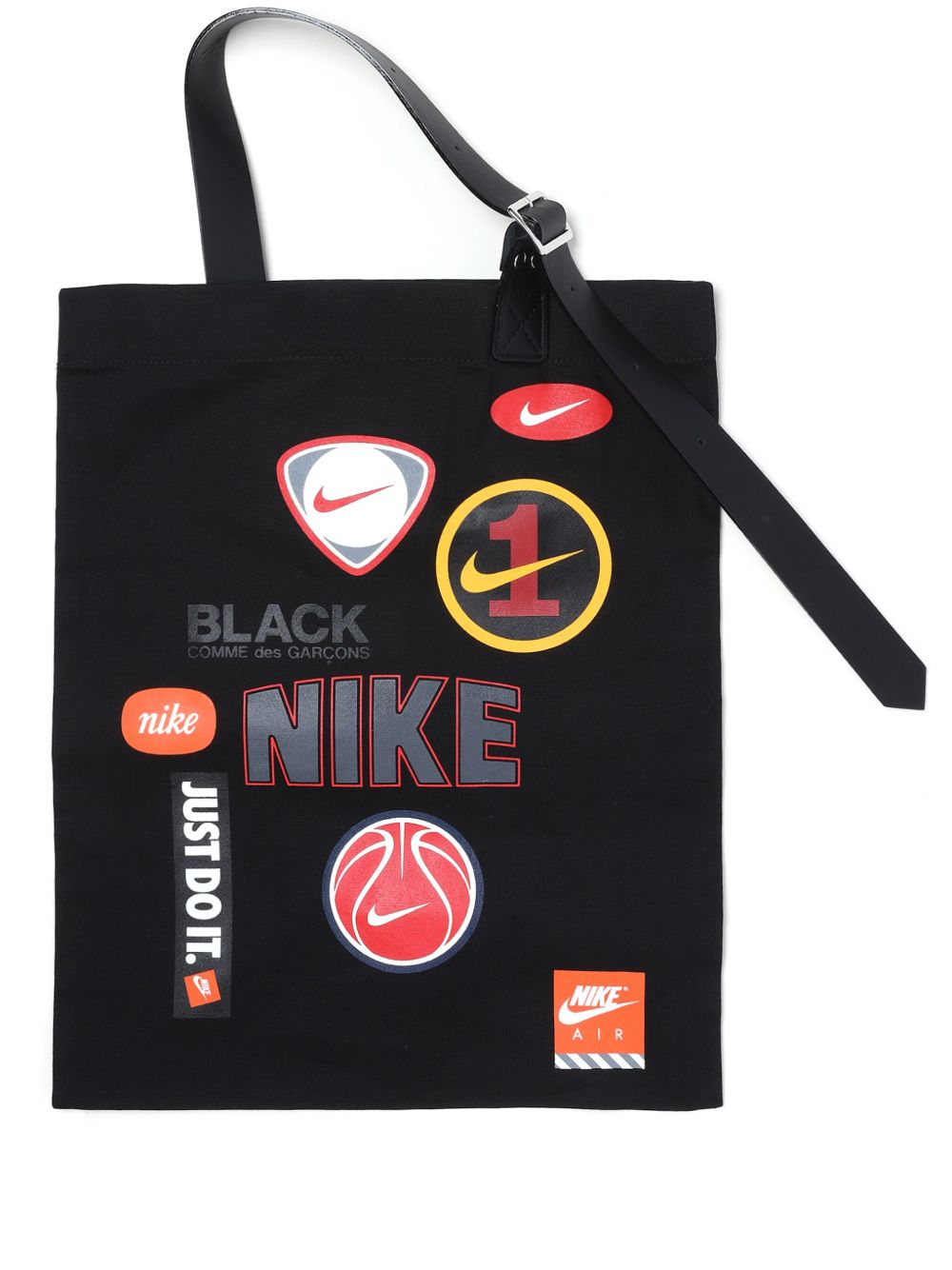 Black Comme Des Garçons x Nike logo印花手提包 - 黑色