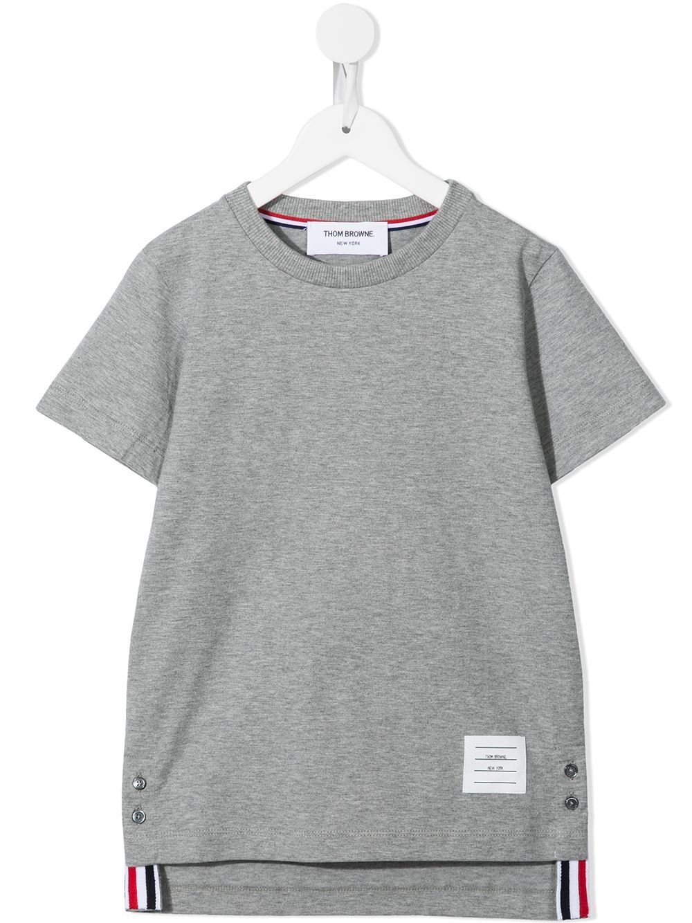 Thom Browne Kids 平纹针织短袖T恤 - 灰色