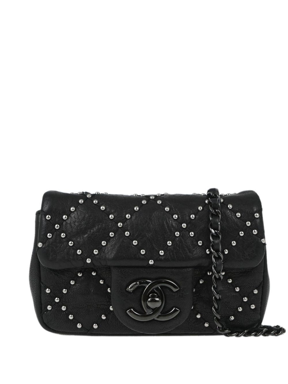 CHANEL Pre-Owned Timeless 铆钉迷你单肩包（2014年典藏款） - 黑色