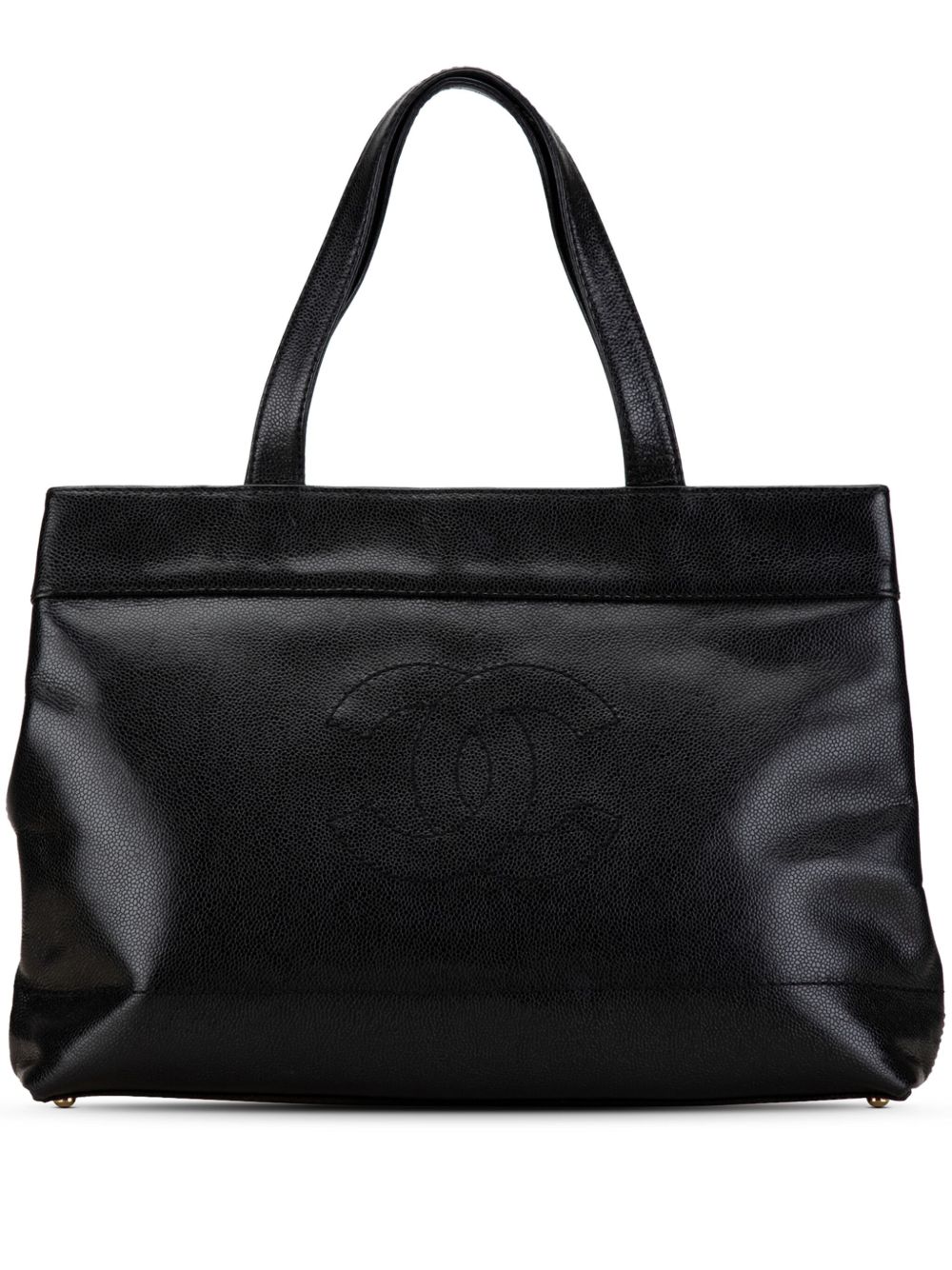 CHANEL Pre-Owned CC Caviar 手提包（2002–2003年典藏款） - 黑色