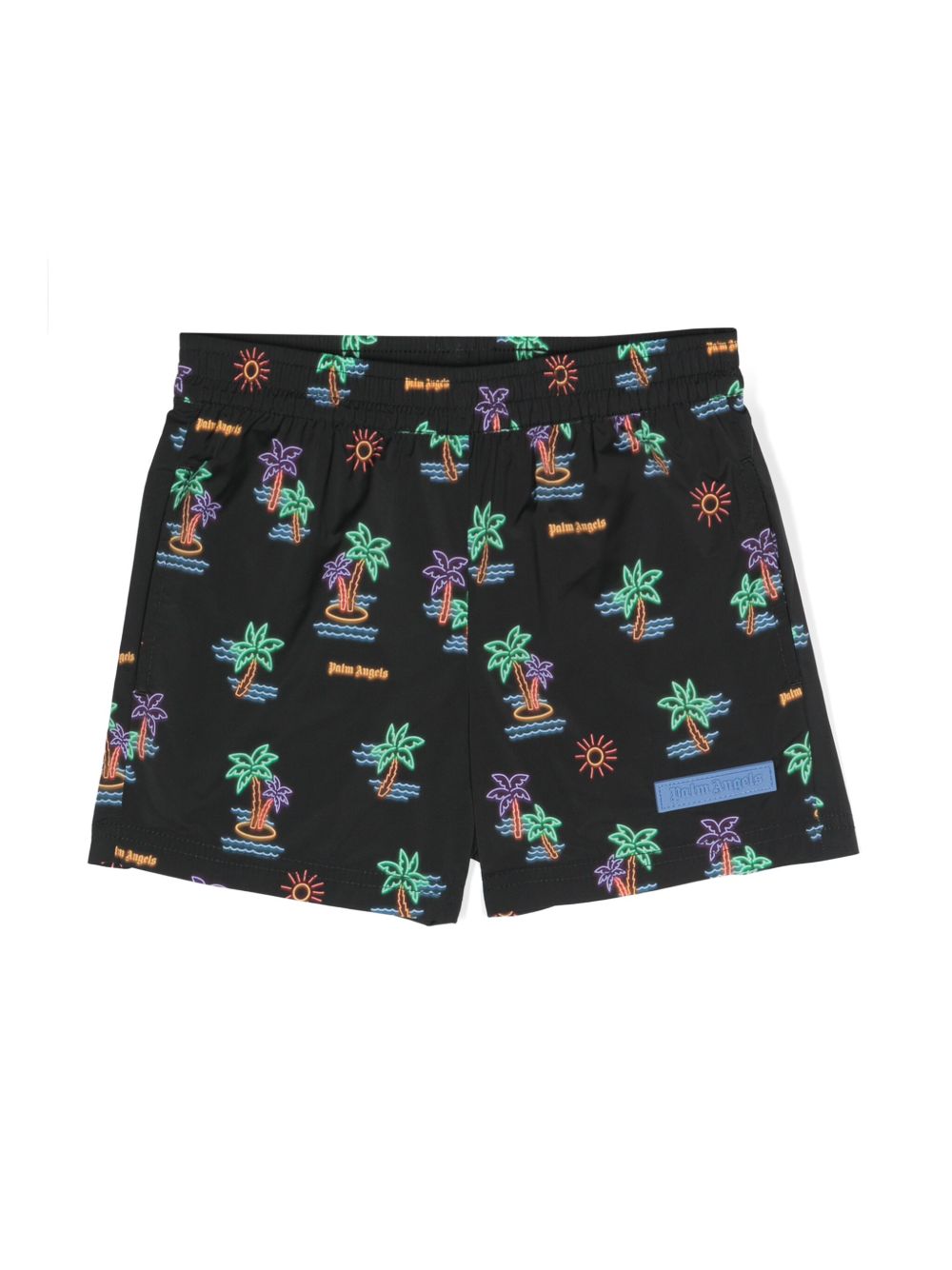 Palm Angels Kids Neon Palms 泳裤 - 黑色