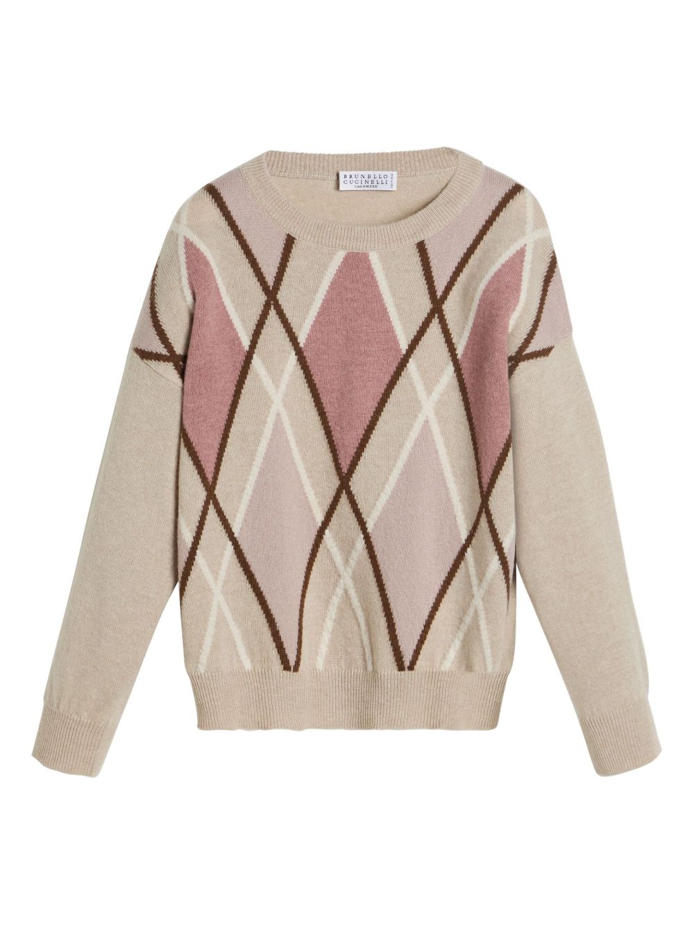 Brunello Cucinelli Kids 菱纹提花毛衣 - 中性色