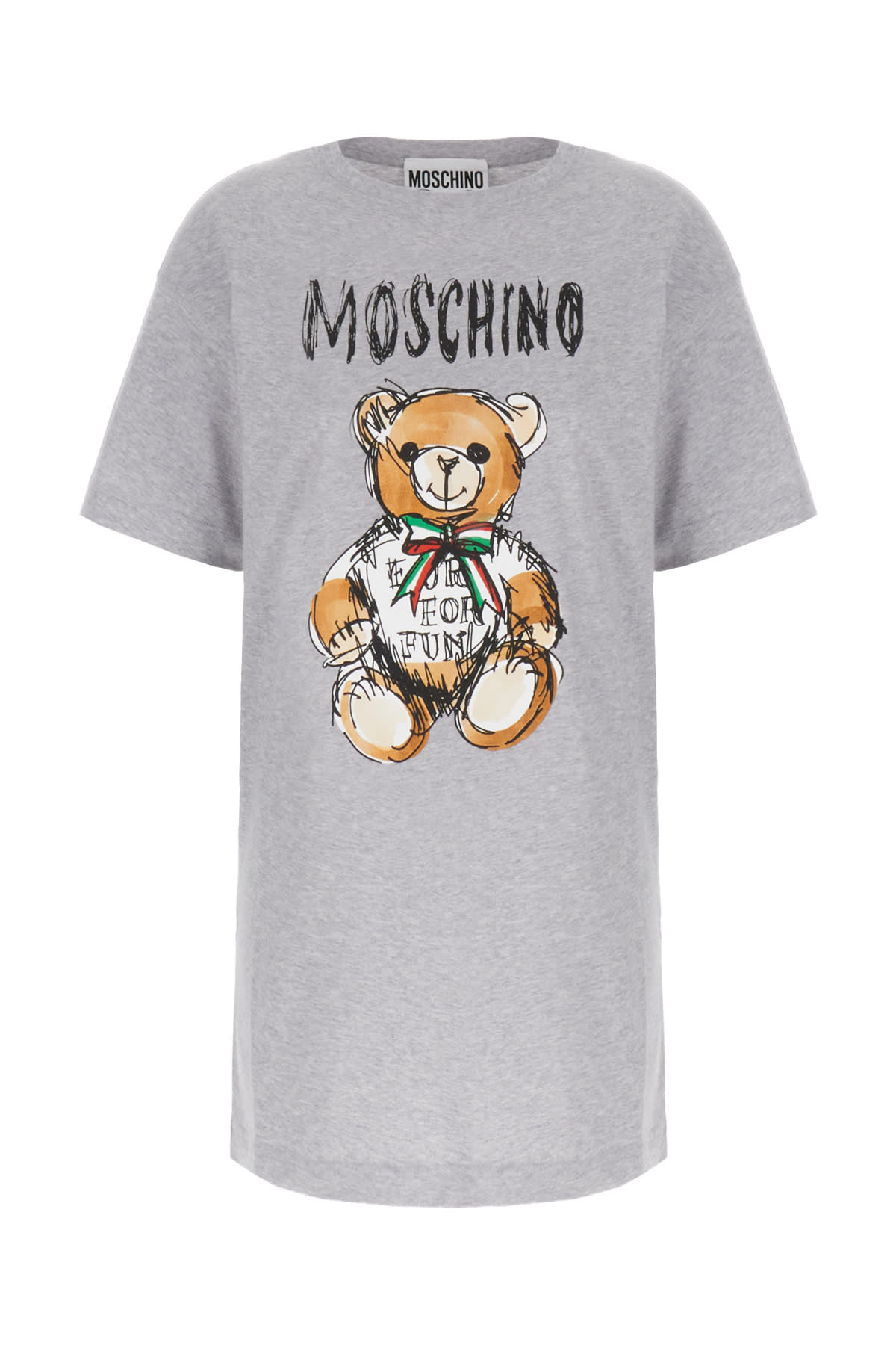 Moschino Melange Grey Cotton Oversize T-shirt Dress
