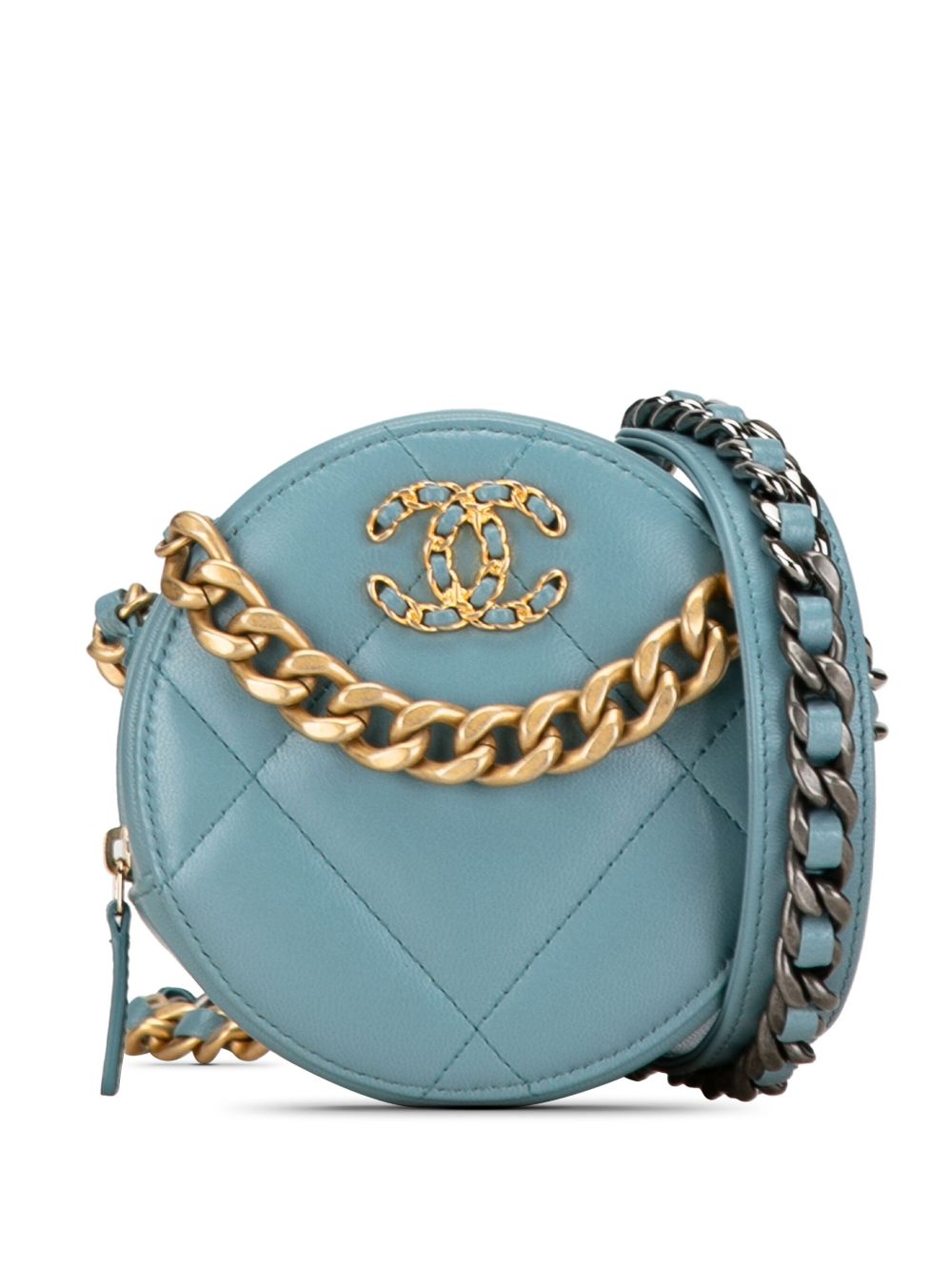 CHANEL Pre-Owned Lambskin 19 Round Clutch with Chain 斜挎包（2019年典藏款） - 蓝色
