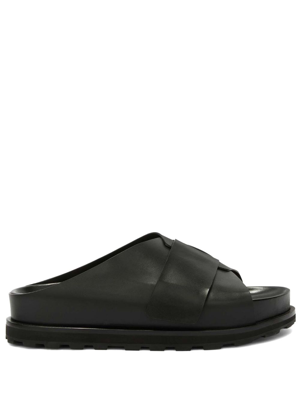 Jil Sander 套穿式皮质拖鞋 - 黑色