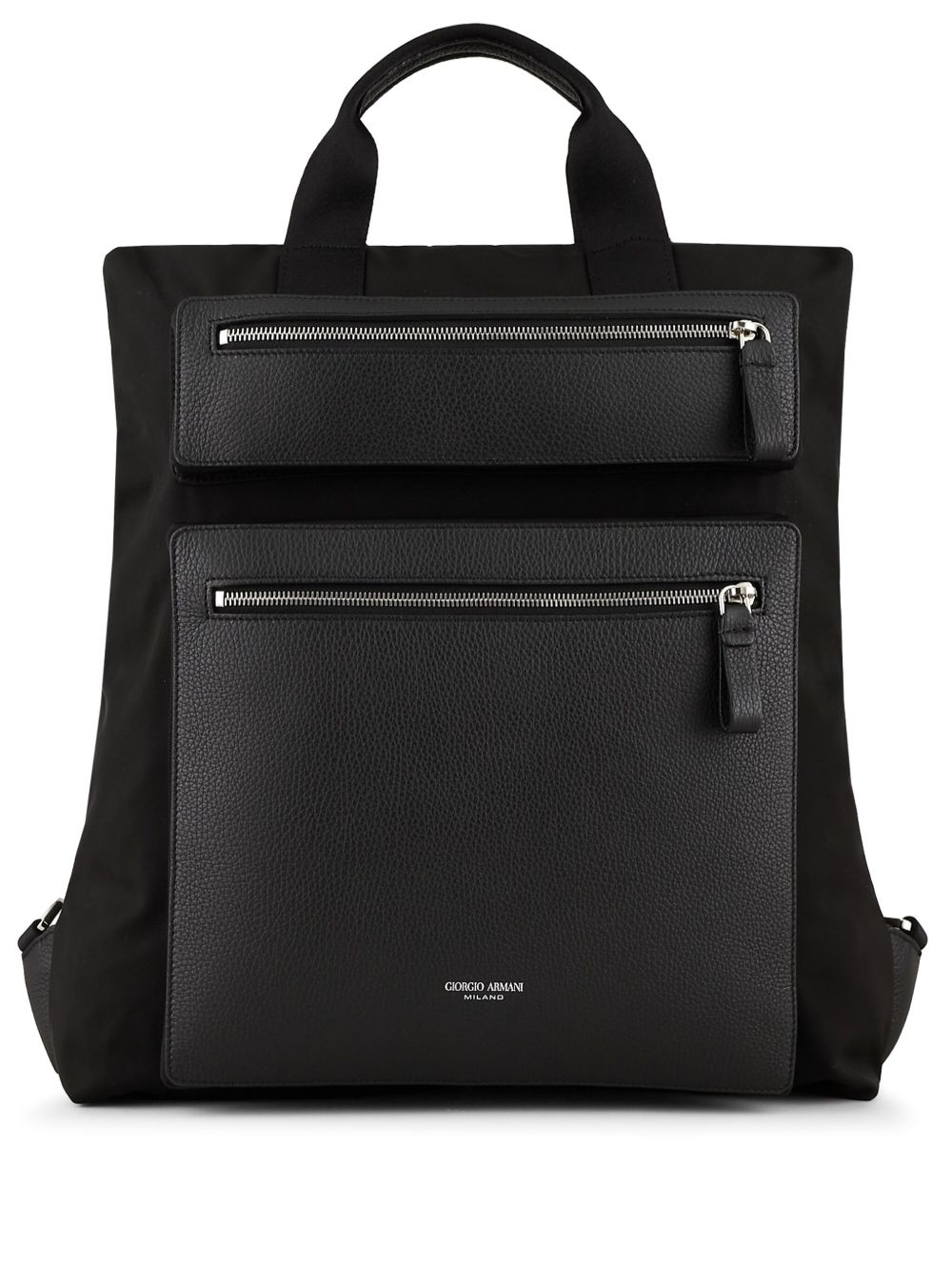 Giorgio Armani logo标记双肩包 - 黑色