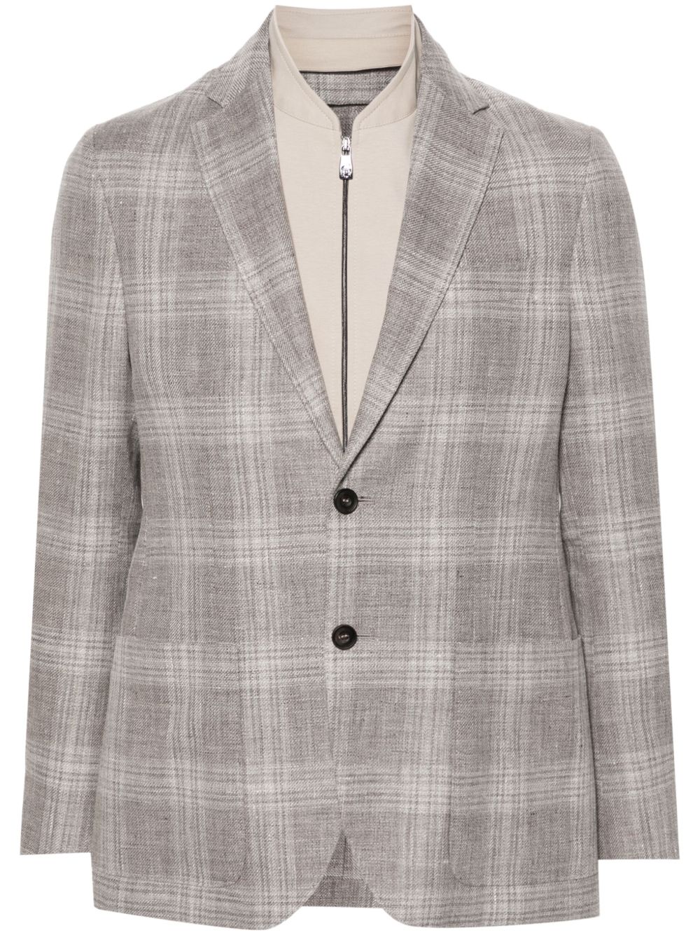 Corneliani 分层式单排扣西装夹克 - 褐色