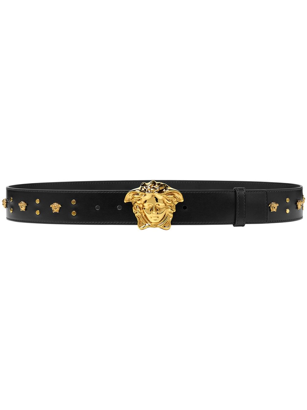 Versace La Medusa 皮质腰带 - 黑色