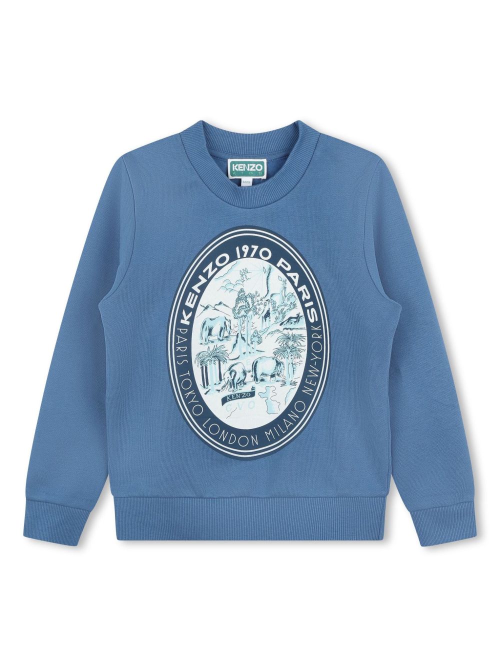 Kenzo Kids 图案印花棉卫衣 - 蓝色