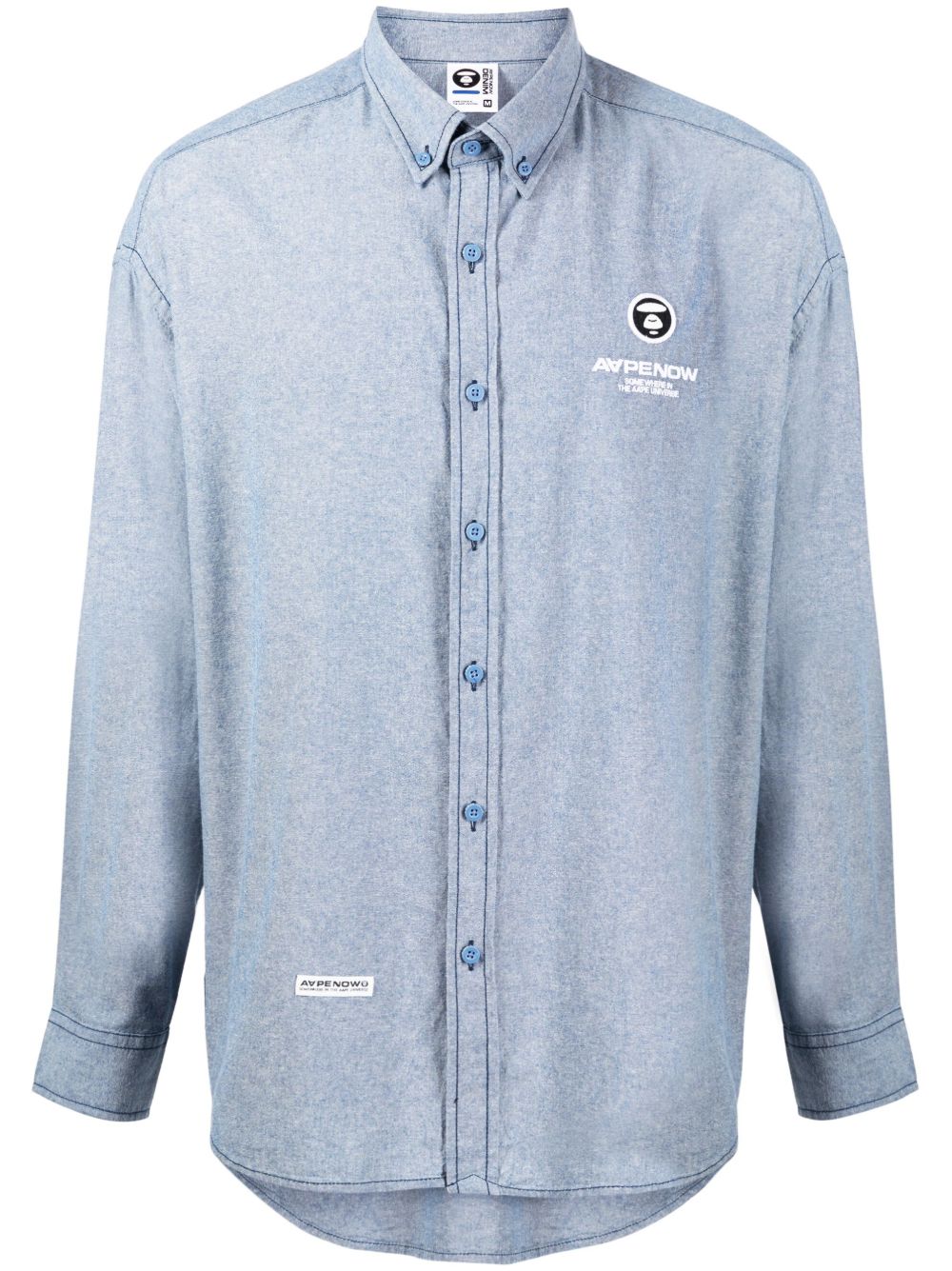AAPE BY *A BATHING APE® logo刺绣棉衬衫 - 蓝色