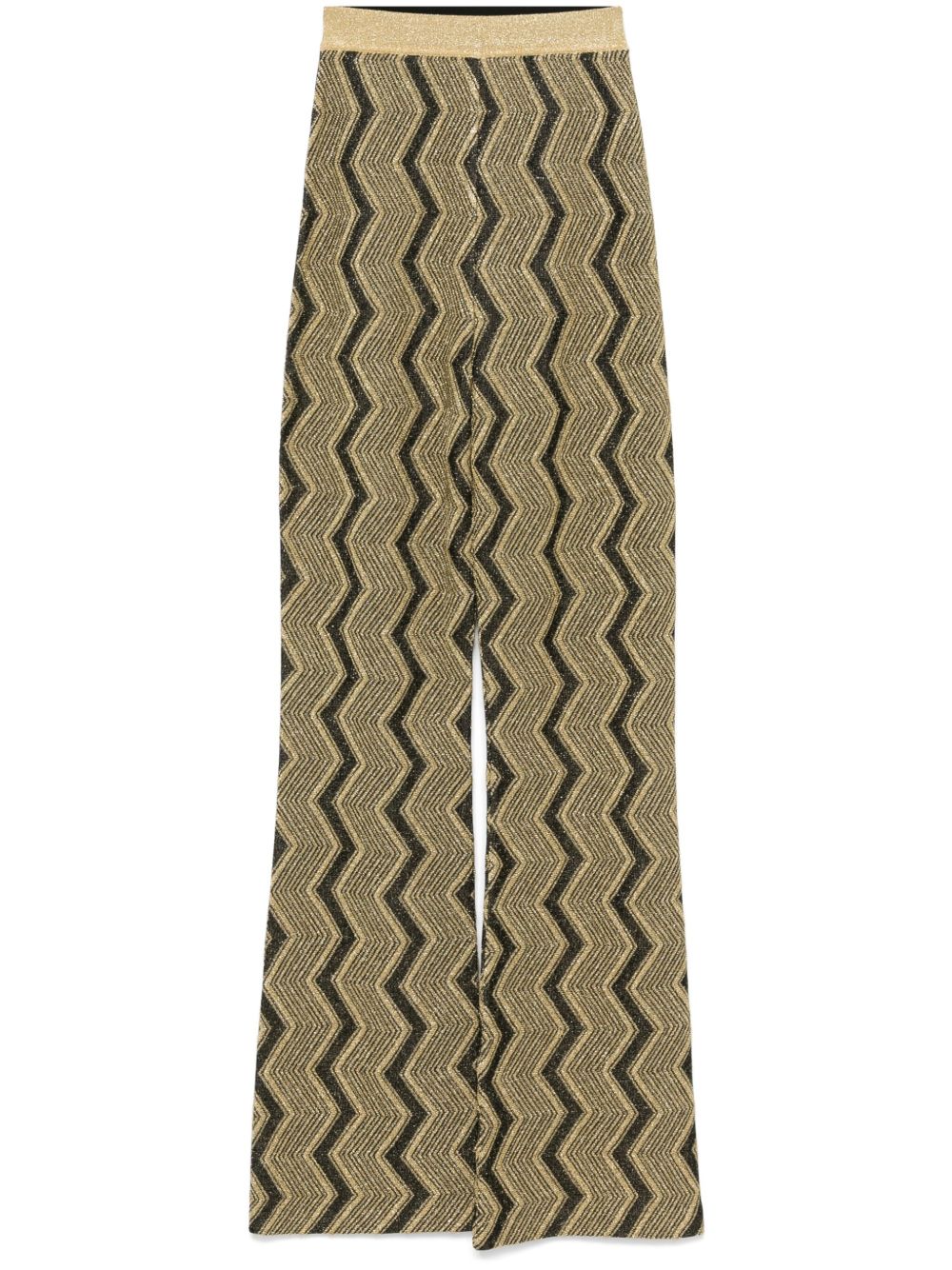 Missoni Z字形图案编织长裤 - 金色