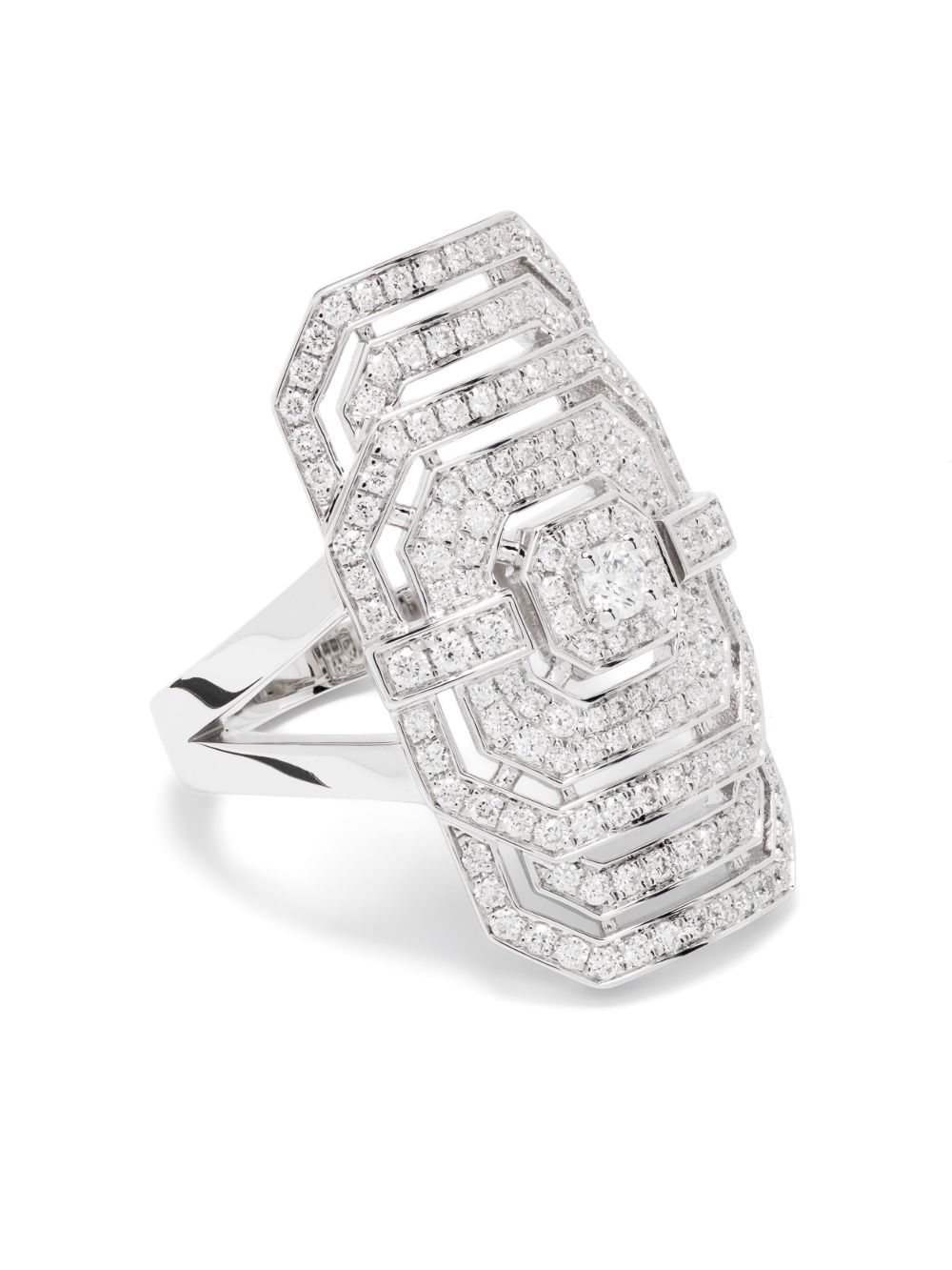 STATEMENT PARIS Ring My Way 纯银钻石鸡尾酒戒指 - 银色